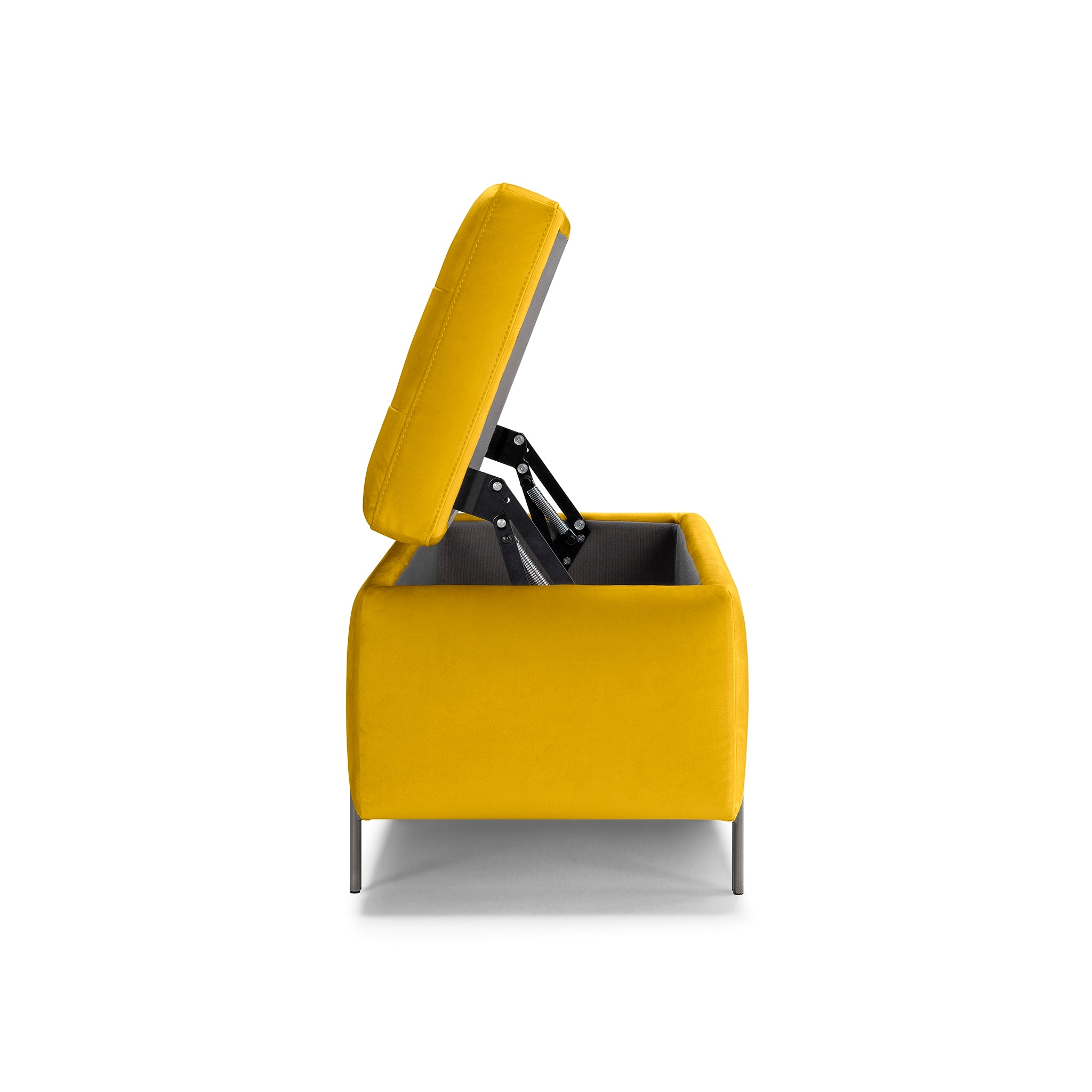 Banc CARAMAGNA 110x45 cm rangement Made in Italy matelassé en velours jaune