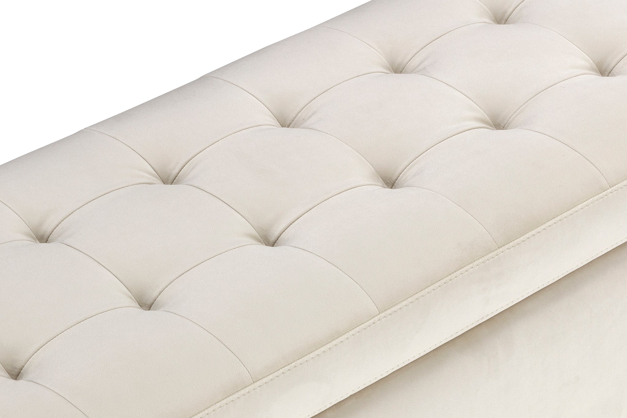 Banc CARAMAGNA 110x45 cm rangement Made in Italy matelassé en velours beige