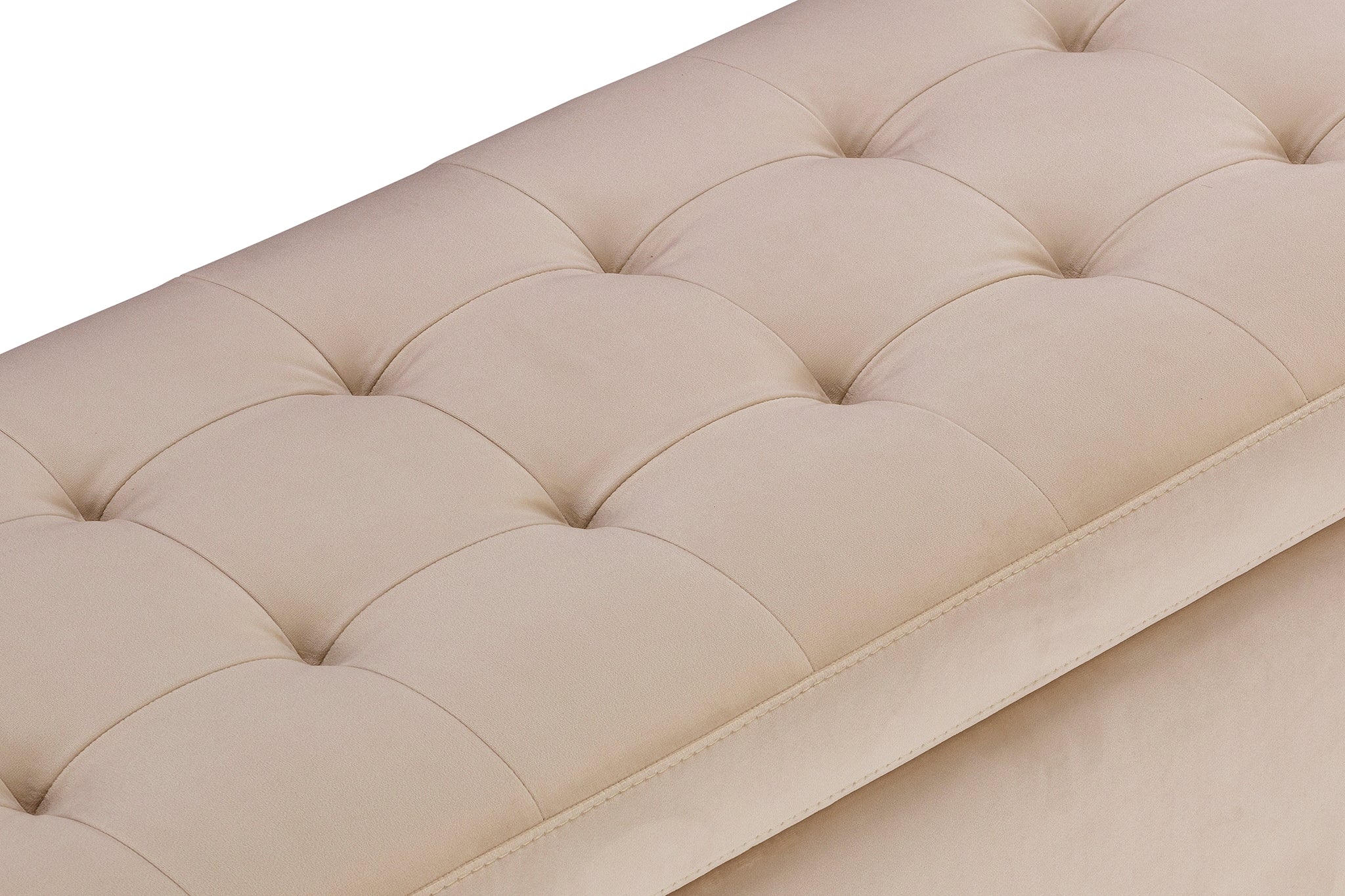 Banc CARAMAGNA 110x45 cm rangement Made in Italy matelassé en velours camel