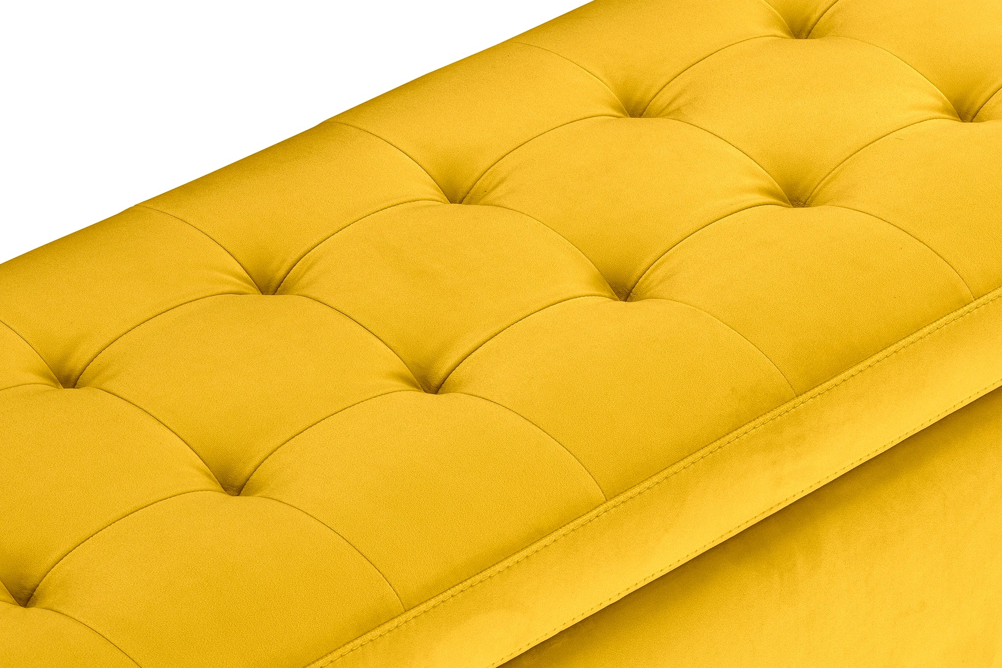 Banc CARAMAGNA 110x45 cm rangement Made in Italy matelassé en velours jaune