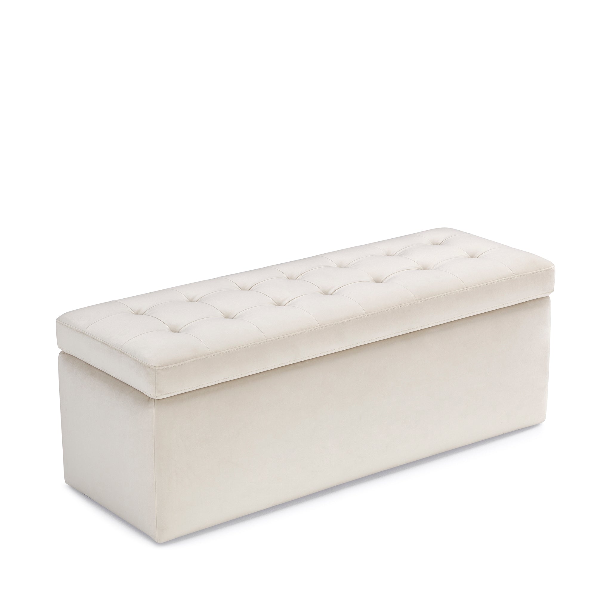 Banc VALSURA rangement Made in Italy matelassé en velours beige