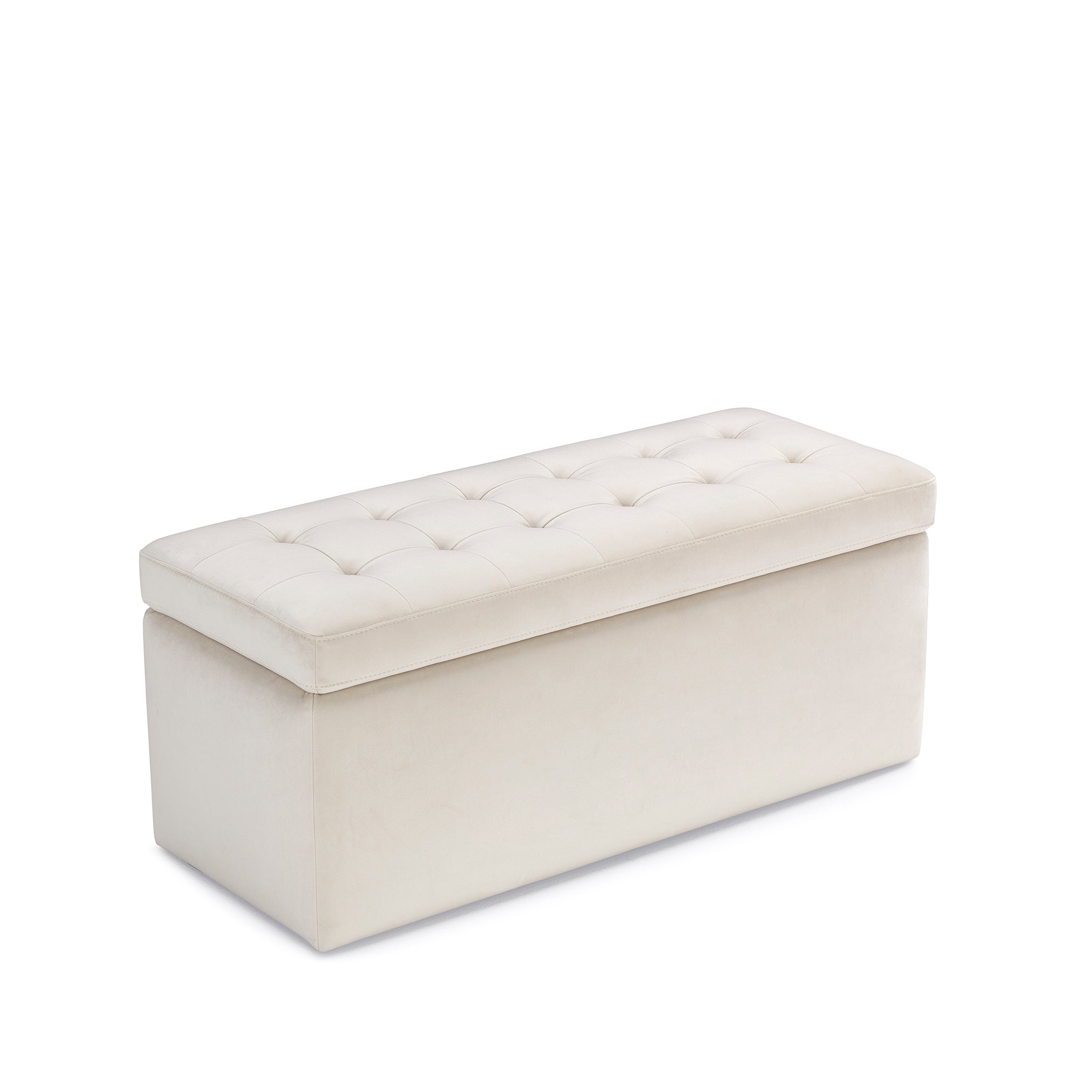Banc VALSURA rangement Made in Italy matelassé en velours beige