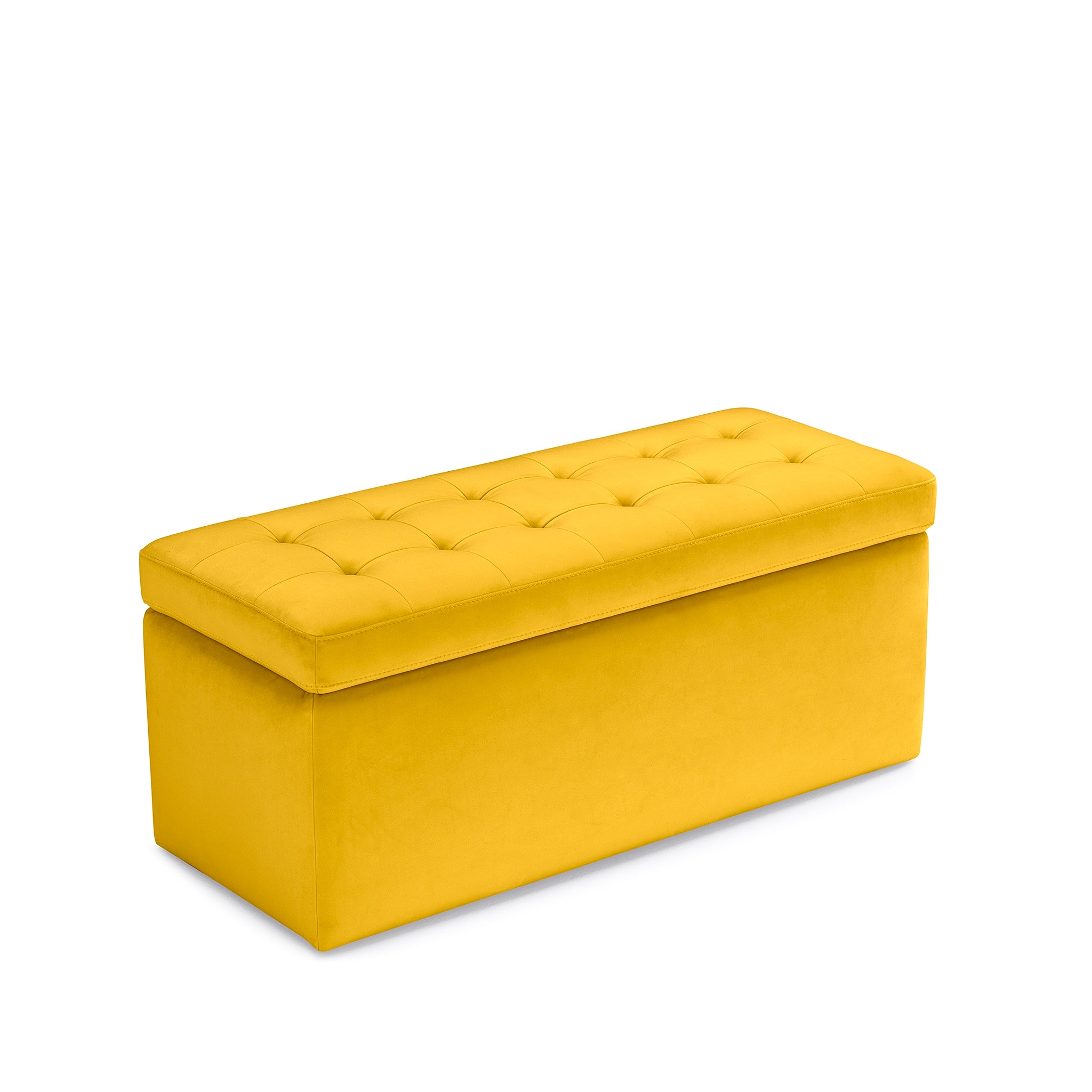 Banc VALSURA rangement Made in Italy matelassé en velours jaune