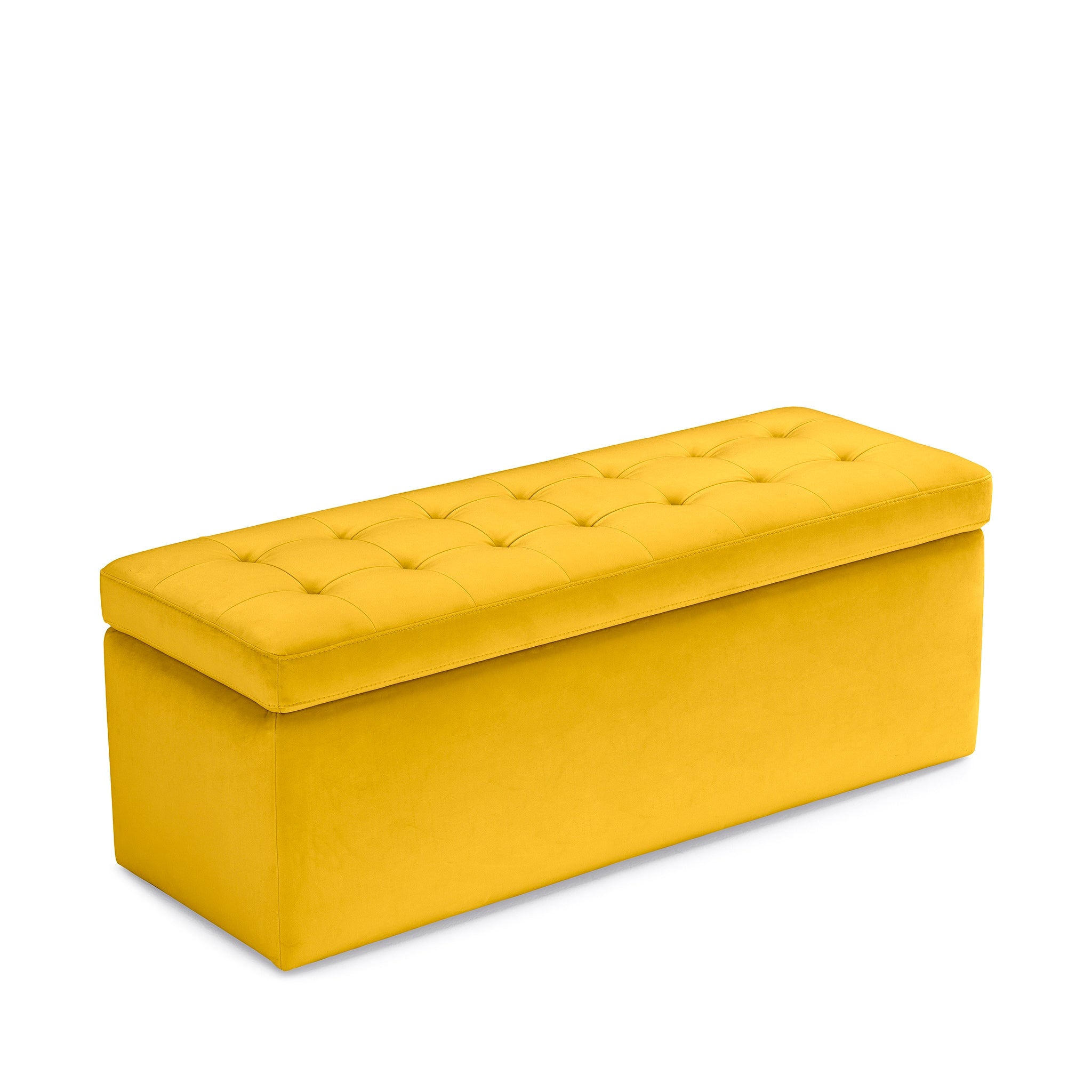 Banc VALSURA rangement Made in Italy matelassé en velours jaune