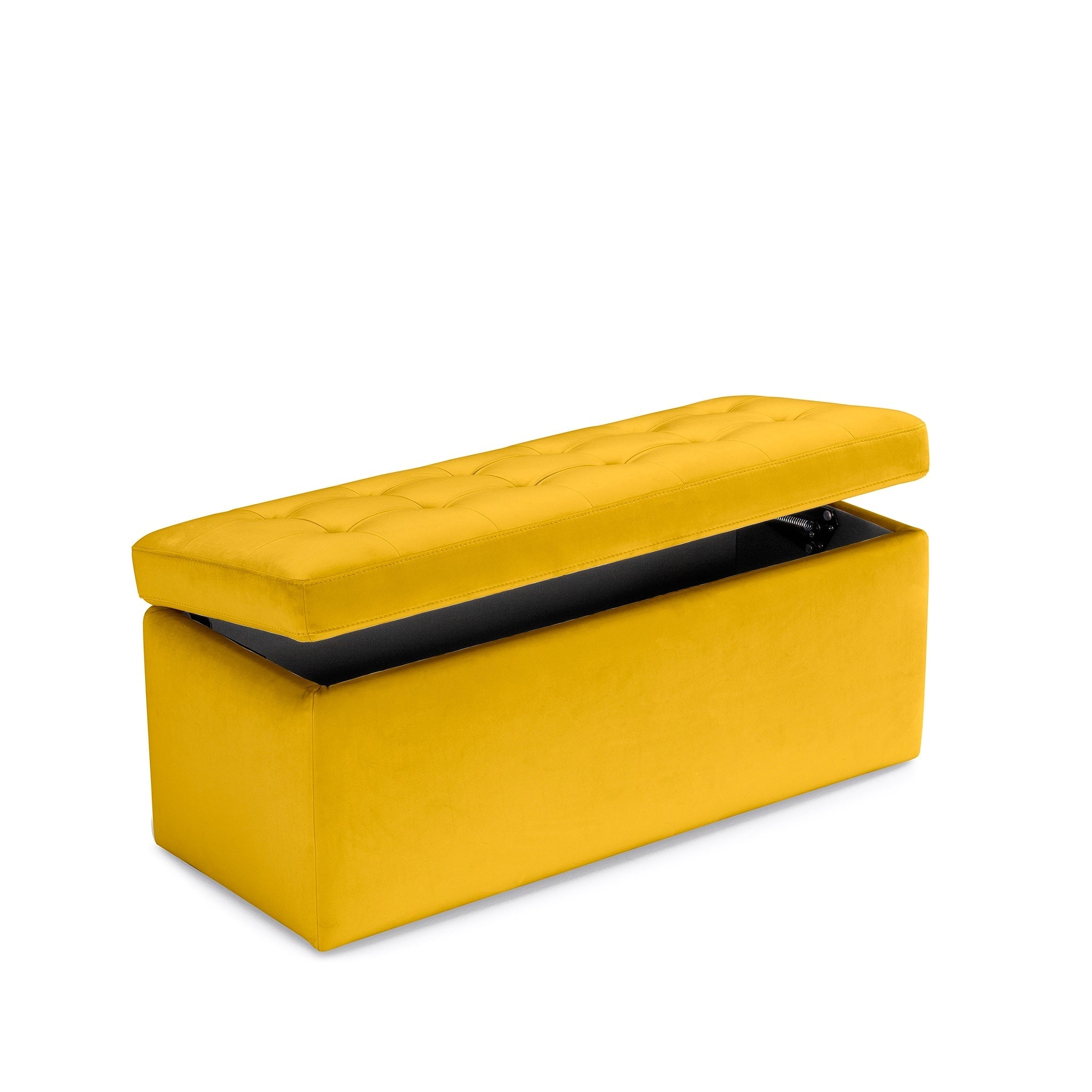 Banc VALSURA rangement Made in Italy matelassé en velours jaune