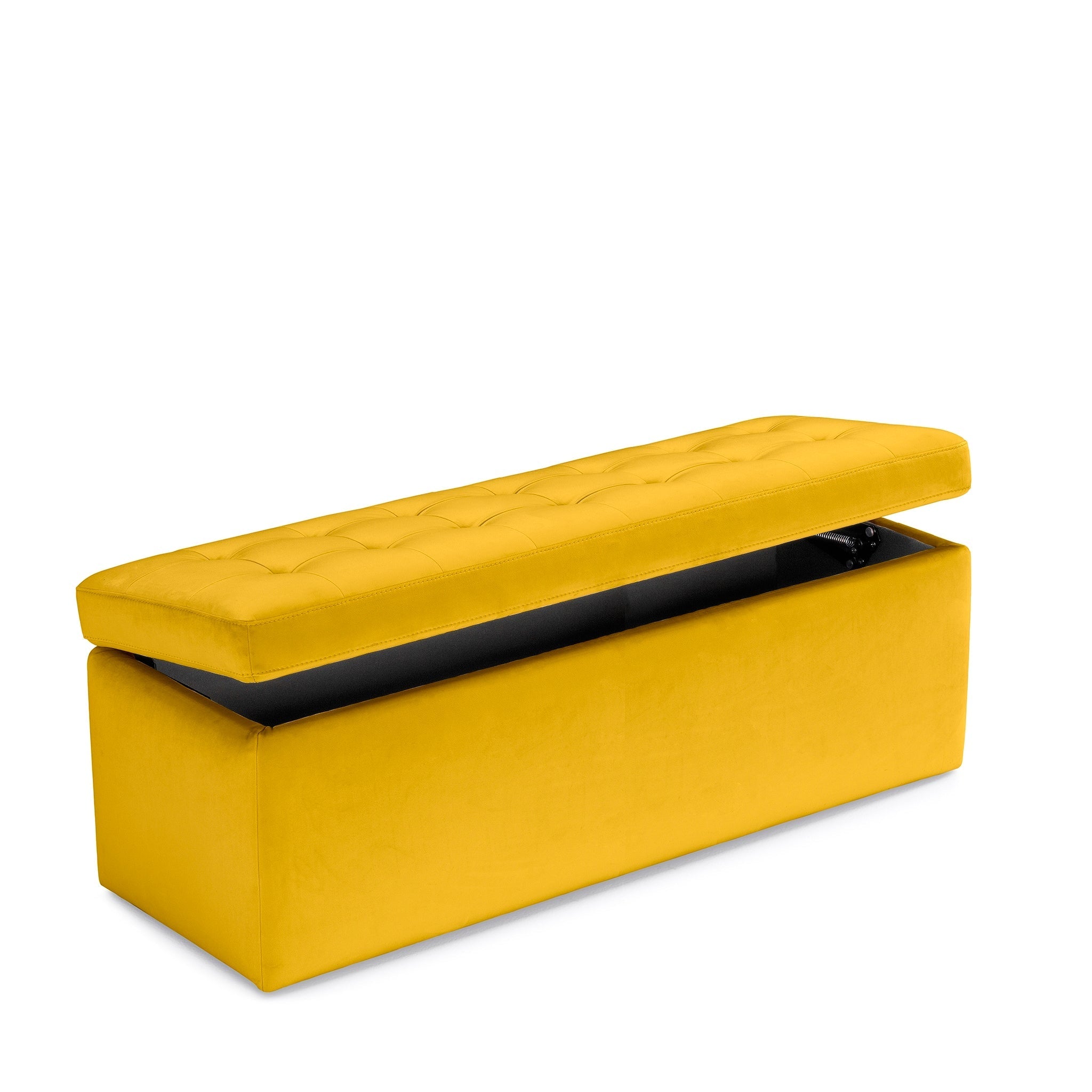 Banc VALSURA rangement Made in Italy matelassé en velours jaune
