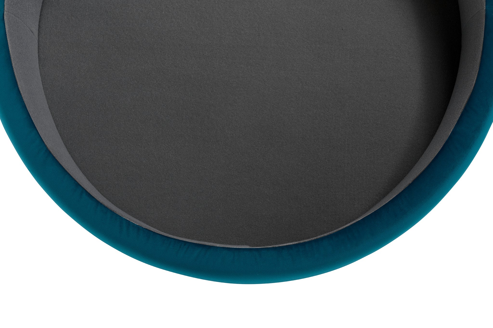 Pouf rangement rond Made in Italy en velours pétrole avec pieds en métal Peglia