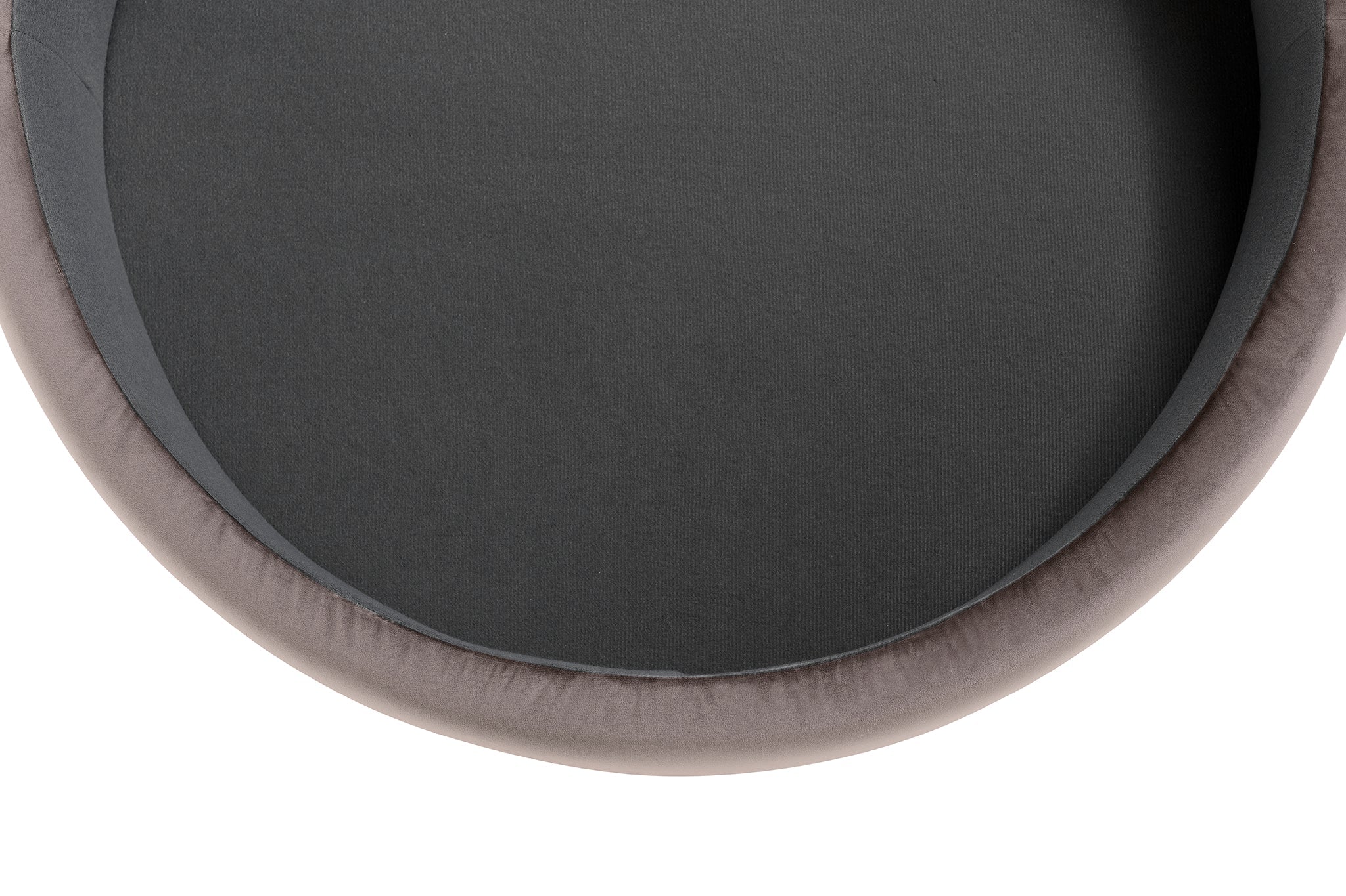 Pouf rangement rond Made in Italy en velours gris tourterelle avec pieds en métal - Peglia