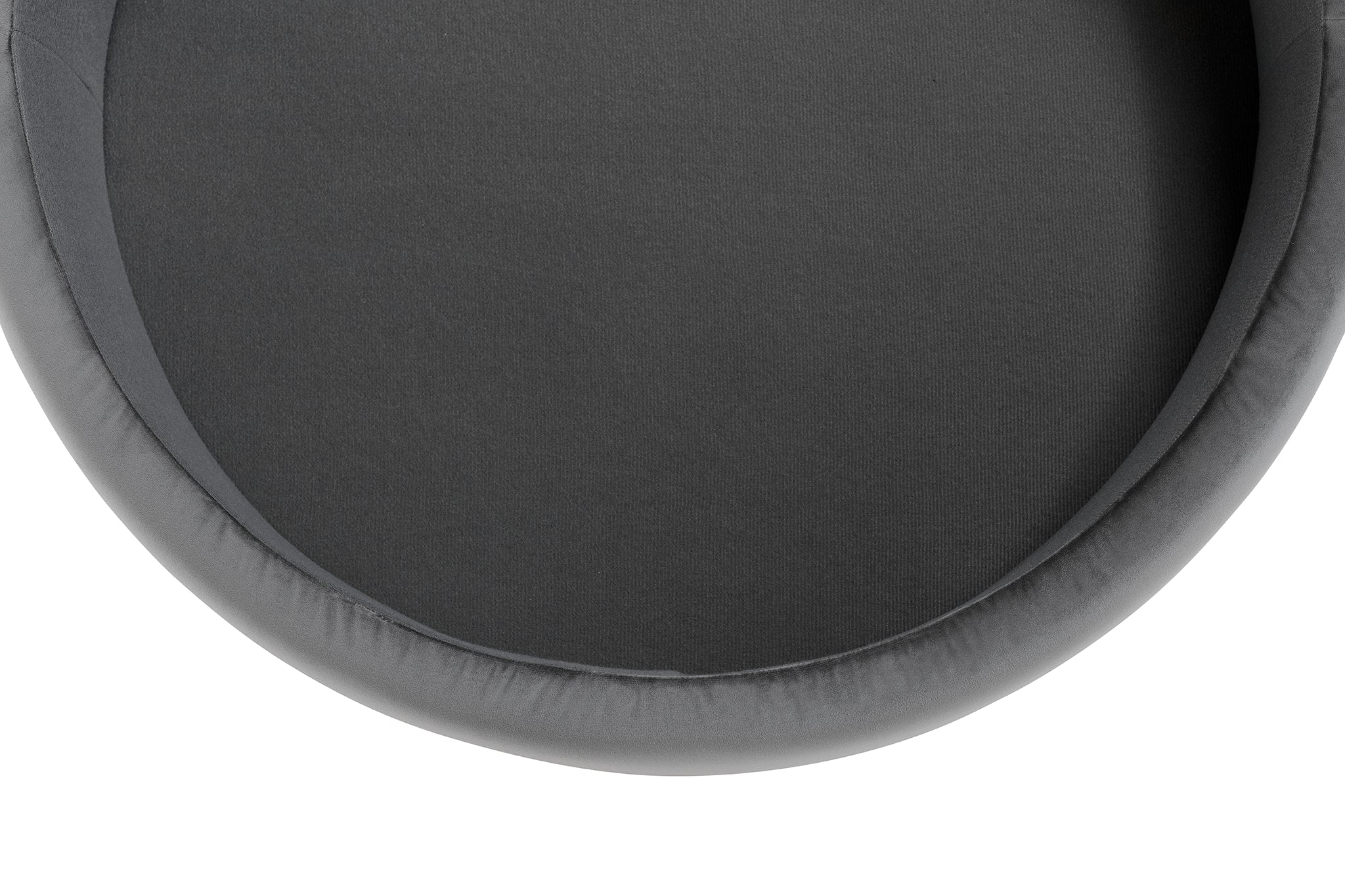 Pouf rangement rond Made in Italy en velours gris avec pieds en métal Peglia