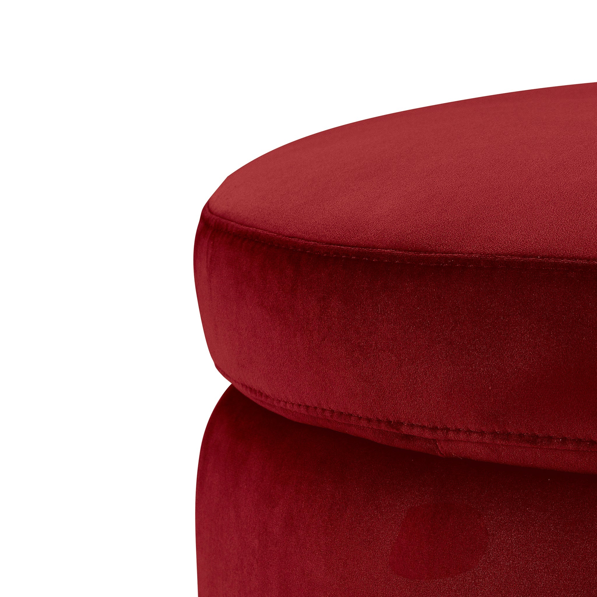 Pouf Peglia de rangement Made in Italy rond en velours bordeaux avec pieds en métal