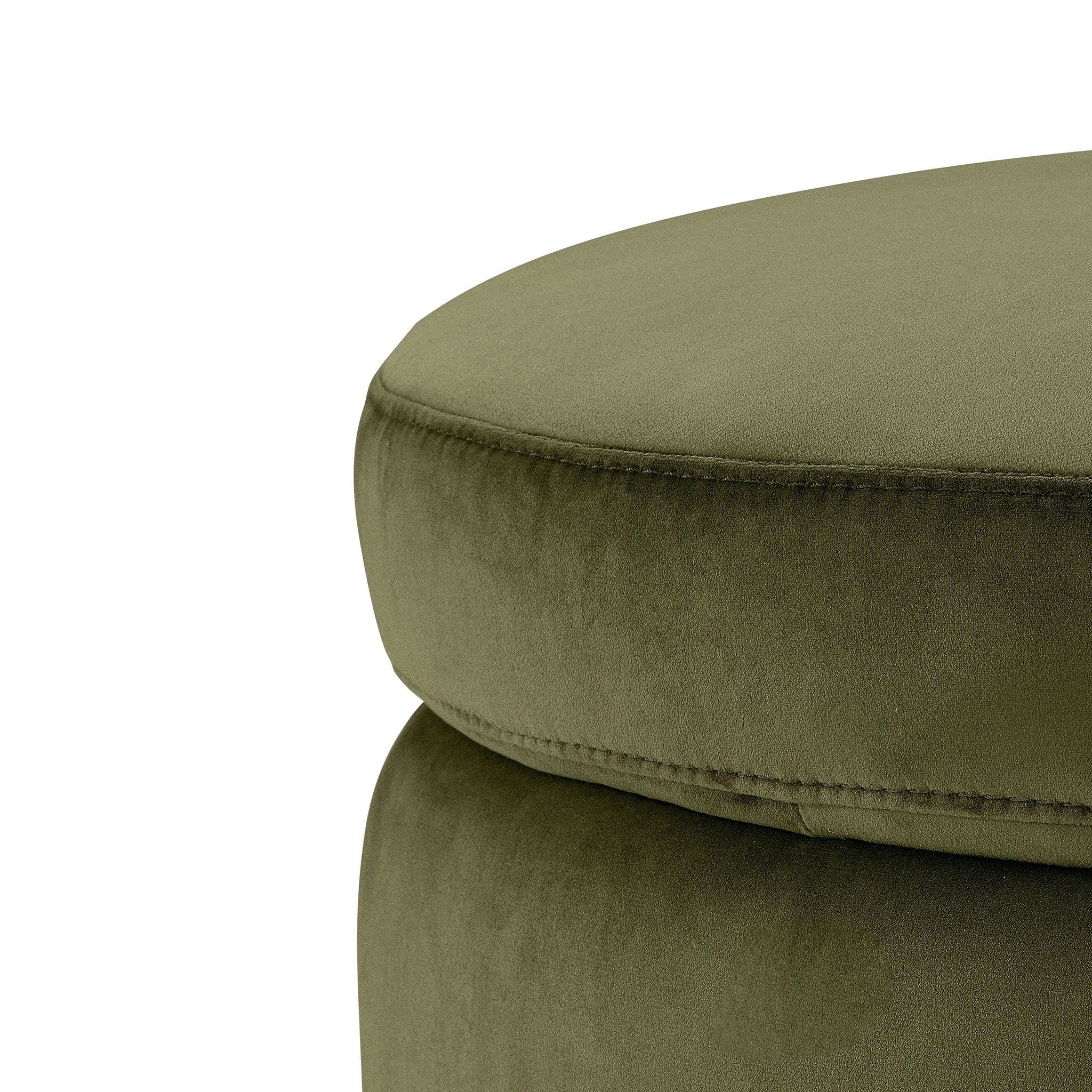 Pouf rangement rond Made in Italy en velours vert avec pieds en métal Peglia