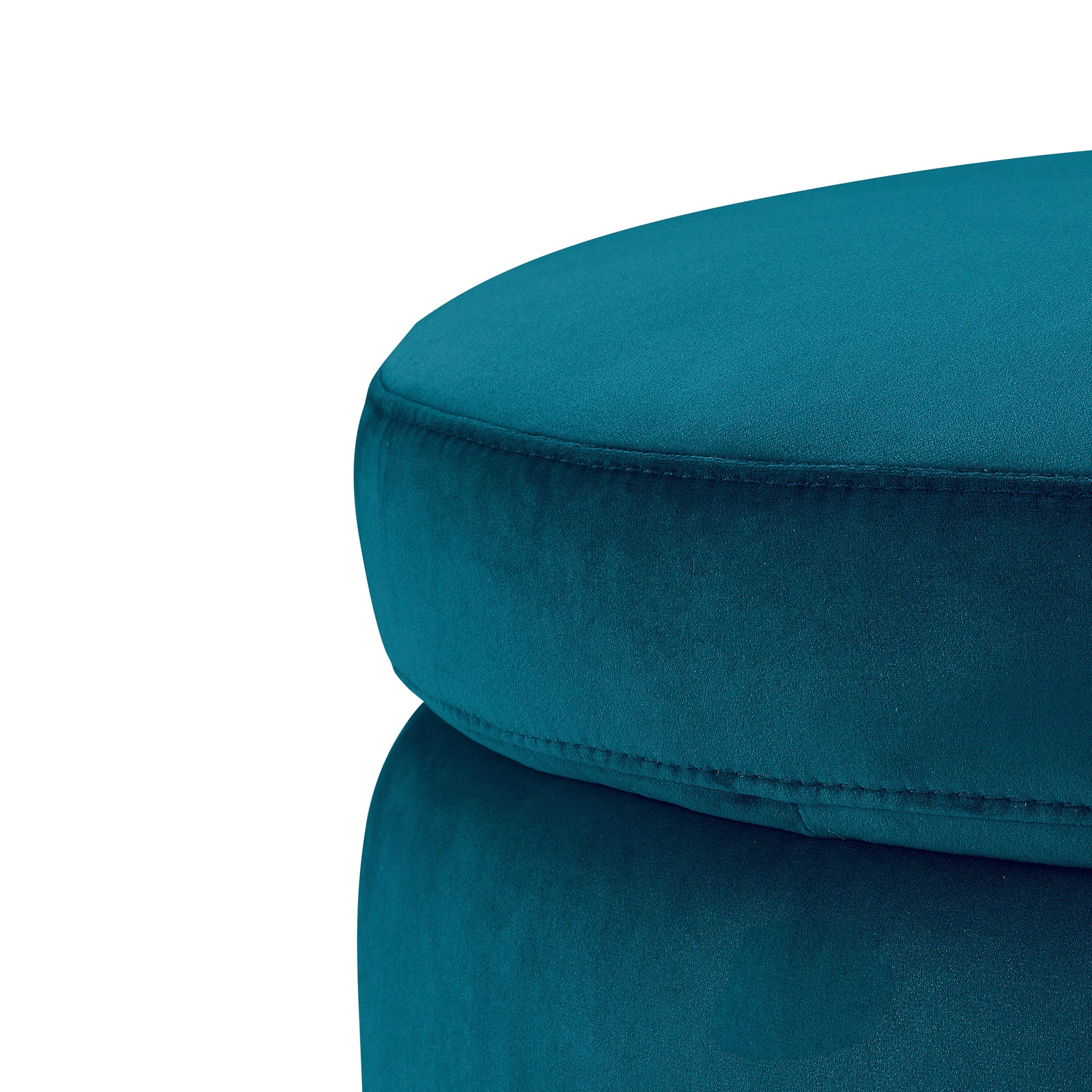 Pouf rangement rond Made in Italy en velours pétrole avec pieds en métal Peglia