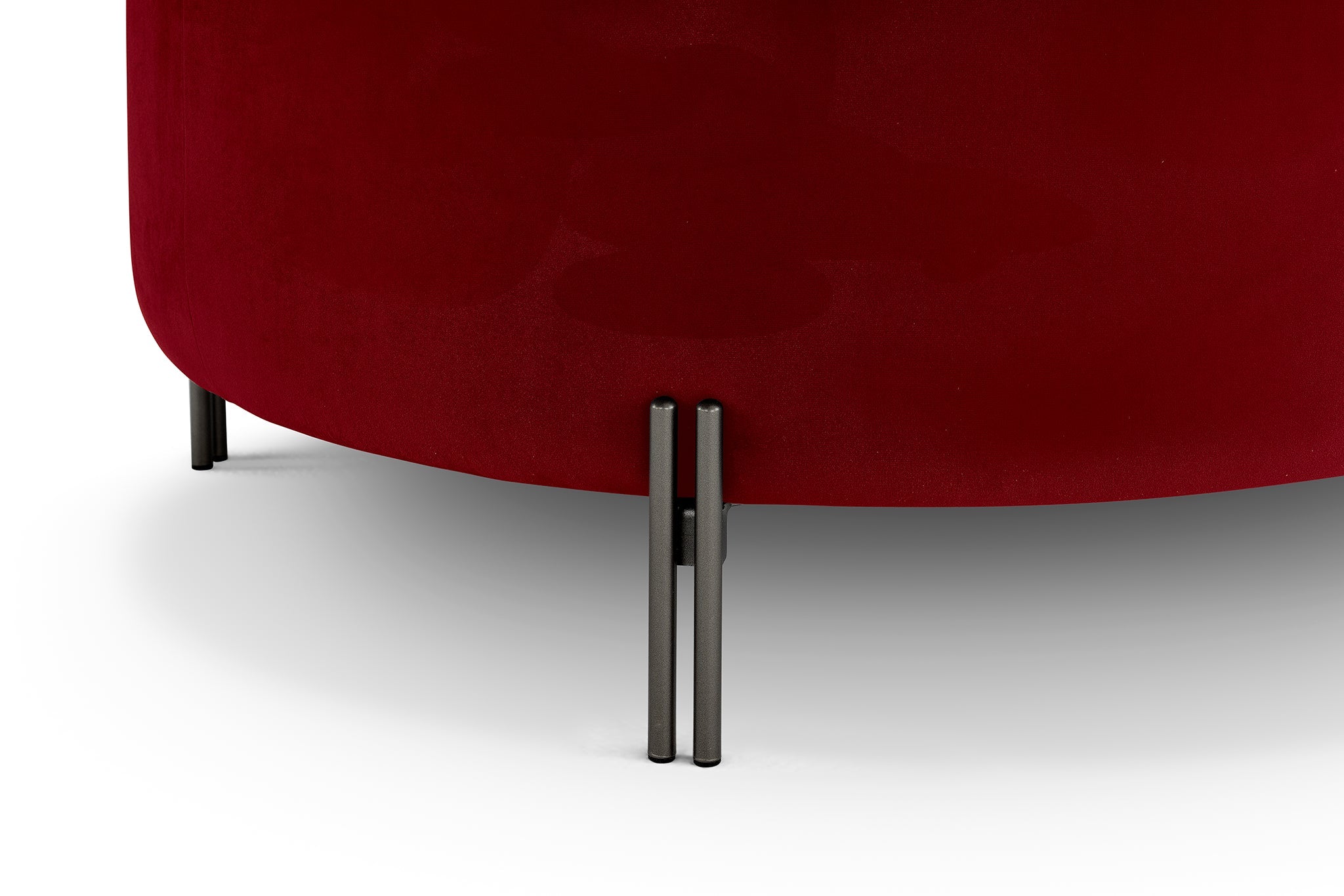 Pouf Peglia de rangement Made in Italy rond en velours bordeaux avec pieds en métal