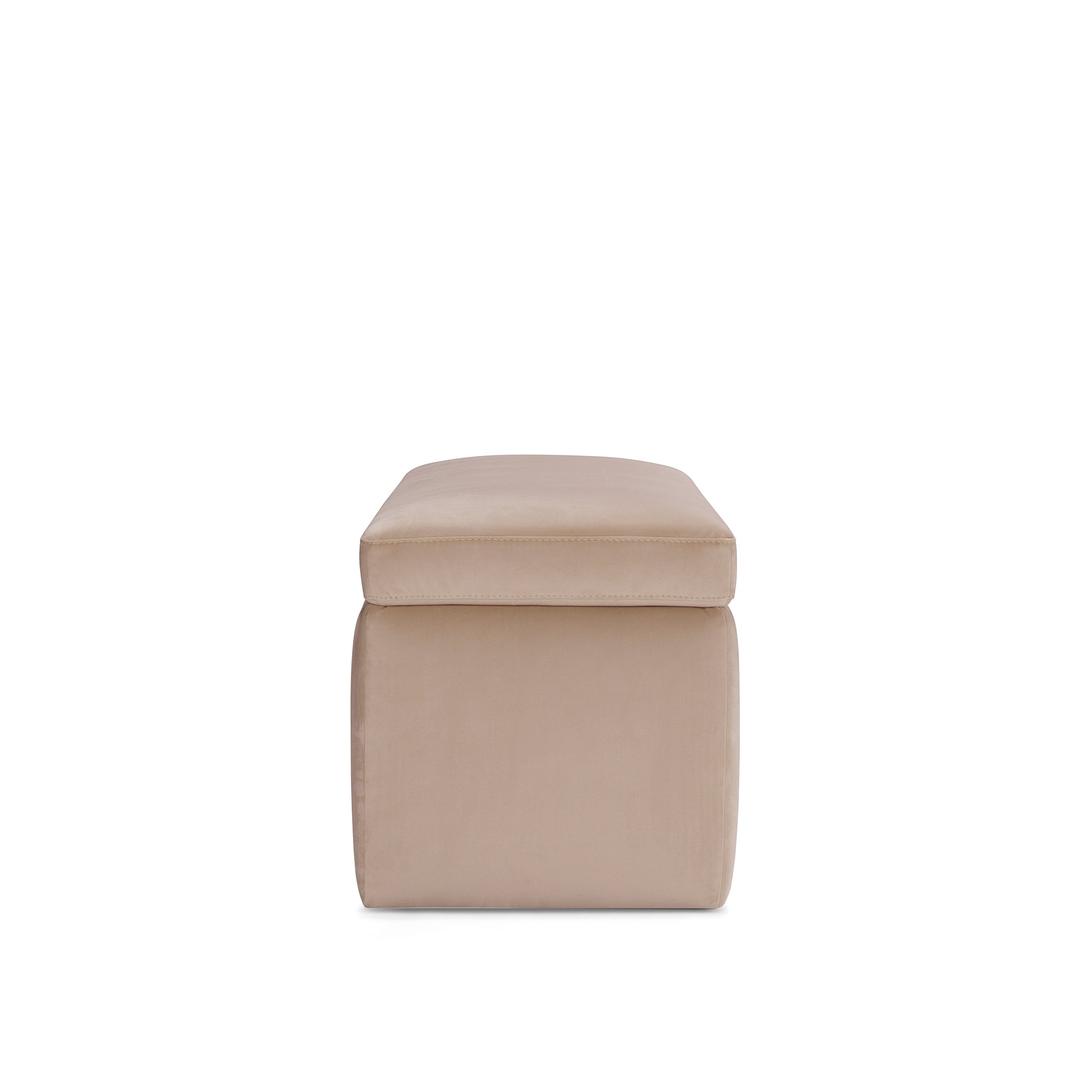 Banc rangement Made in Italy en velours camel - VIANA
