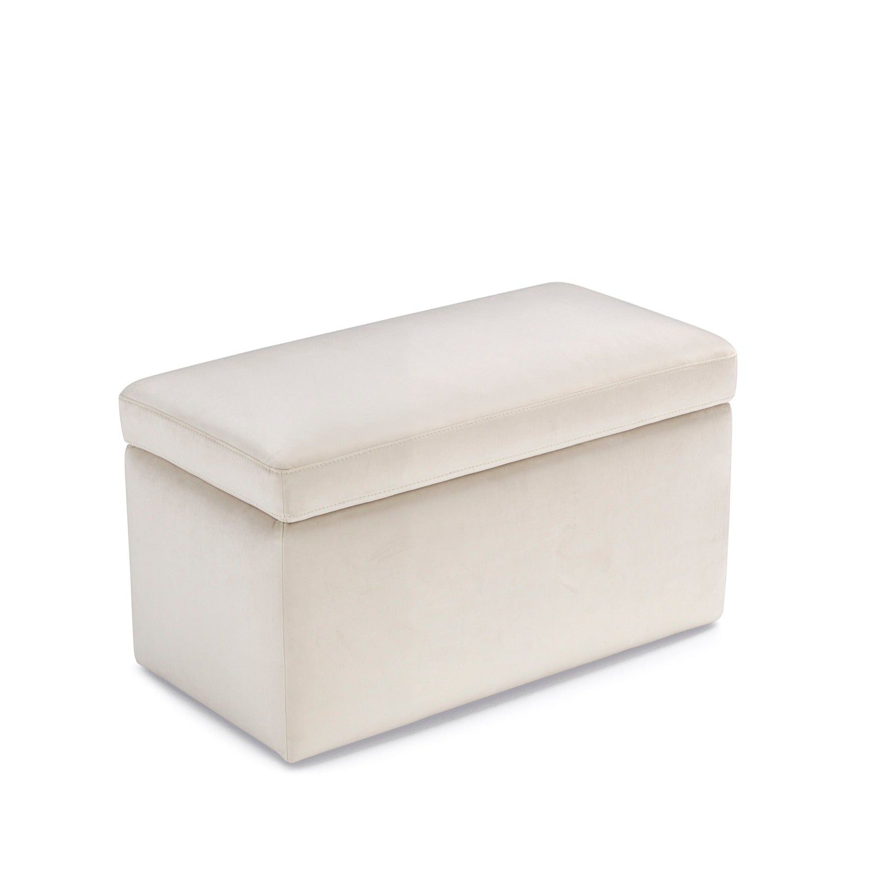 Banc rangement Made in Italy en velours beige - VIANA