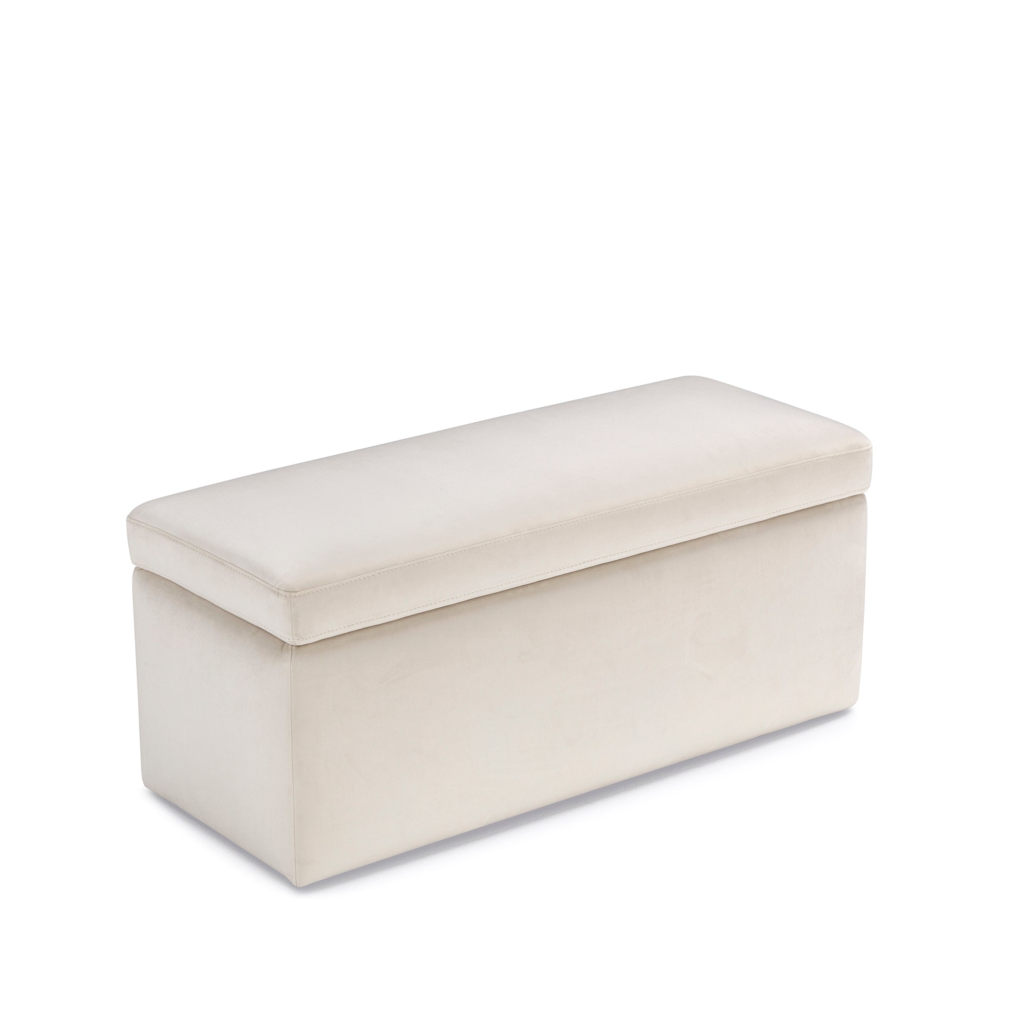 Banc rangement Made in Italy en velours beige - VIANA
