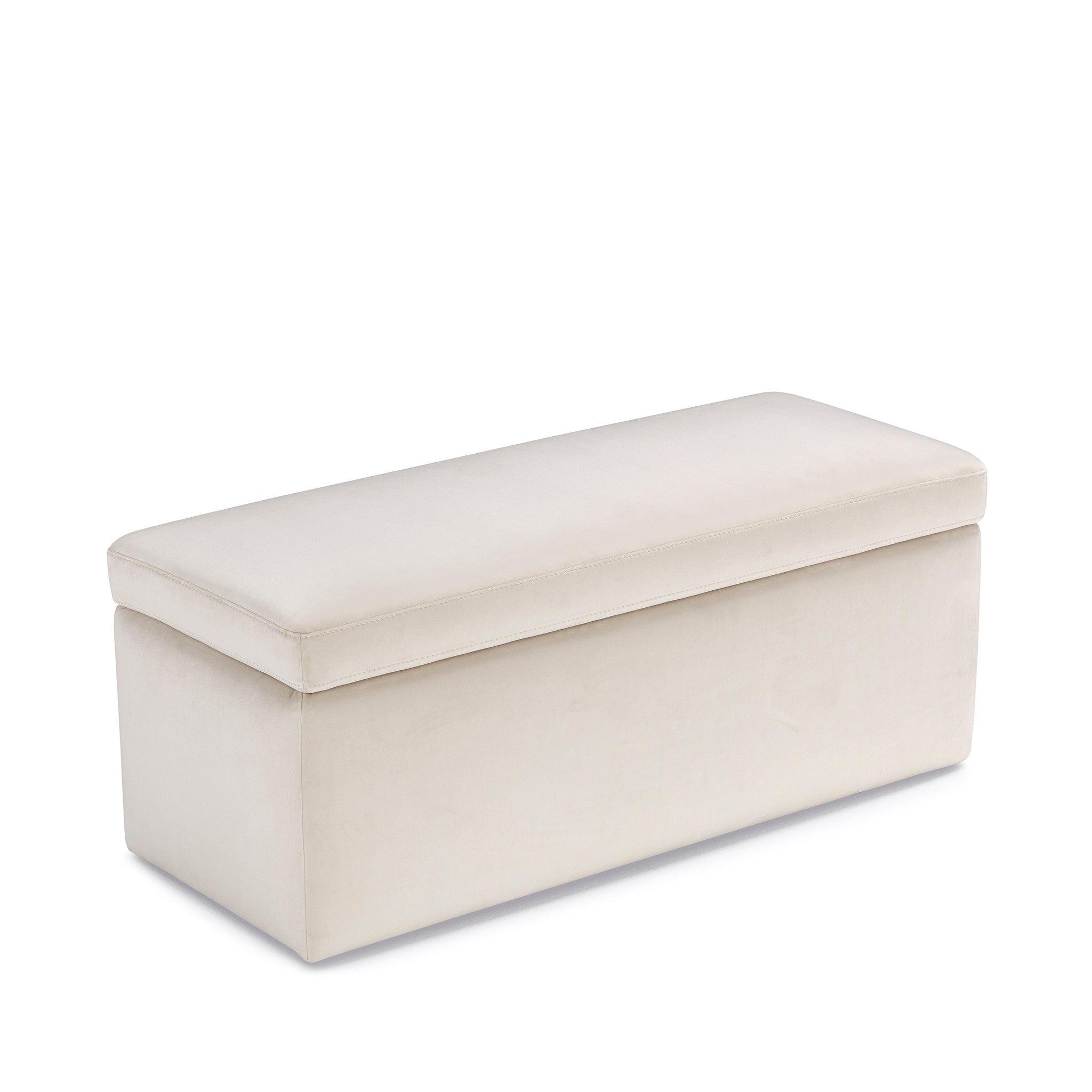 Banc rangement Made in Italy en velours beige - VIANA