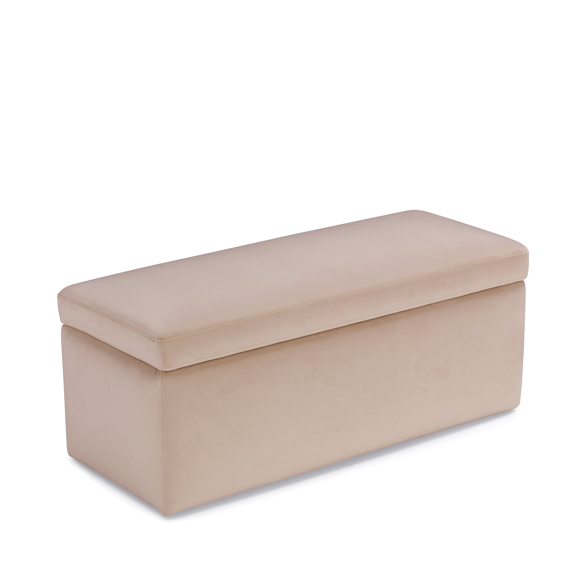Banc rangement Made in Italy en velours camel - VIANA