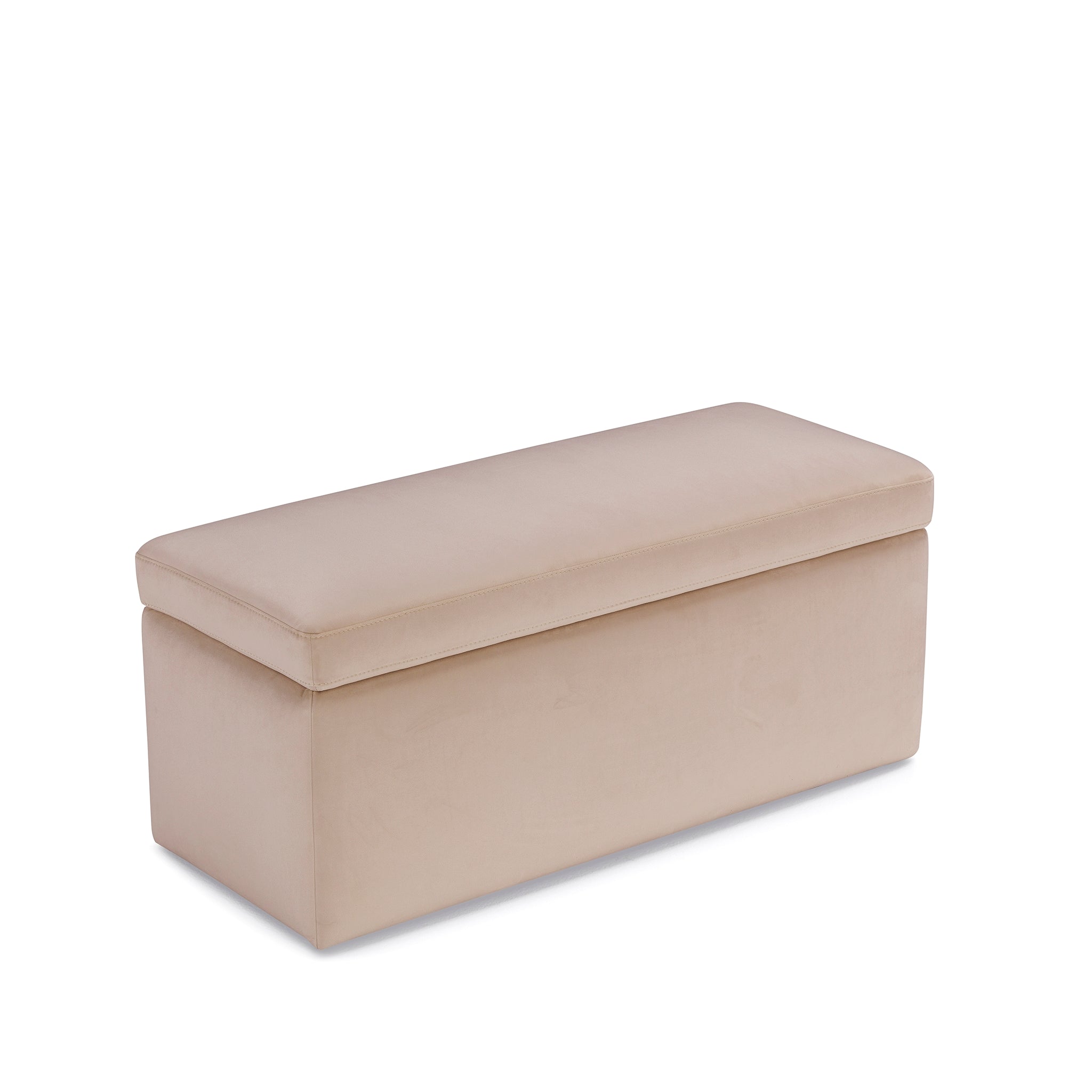 Banc rangement Made in Italy en velours camel - VIANA