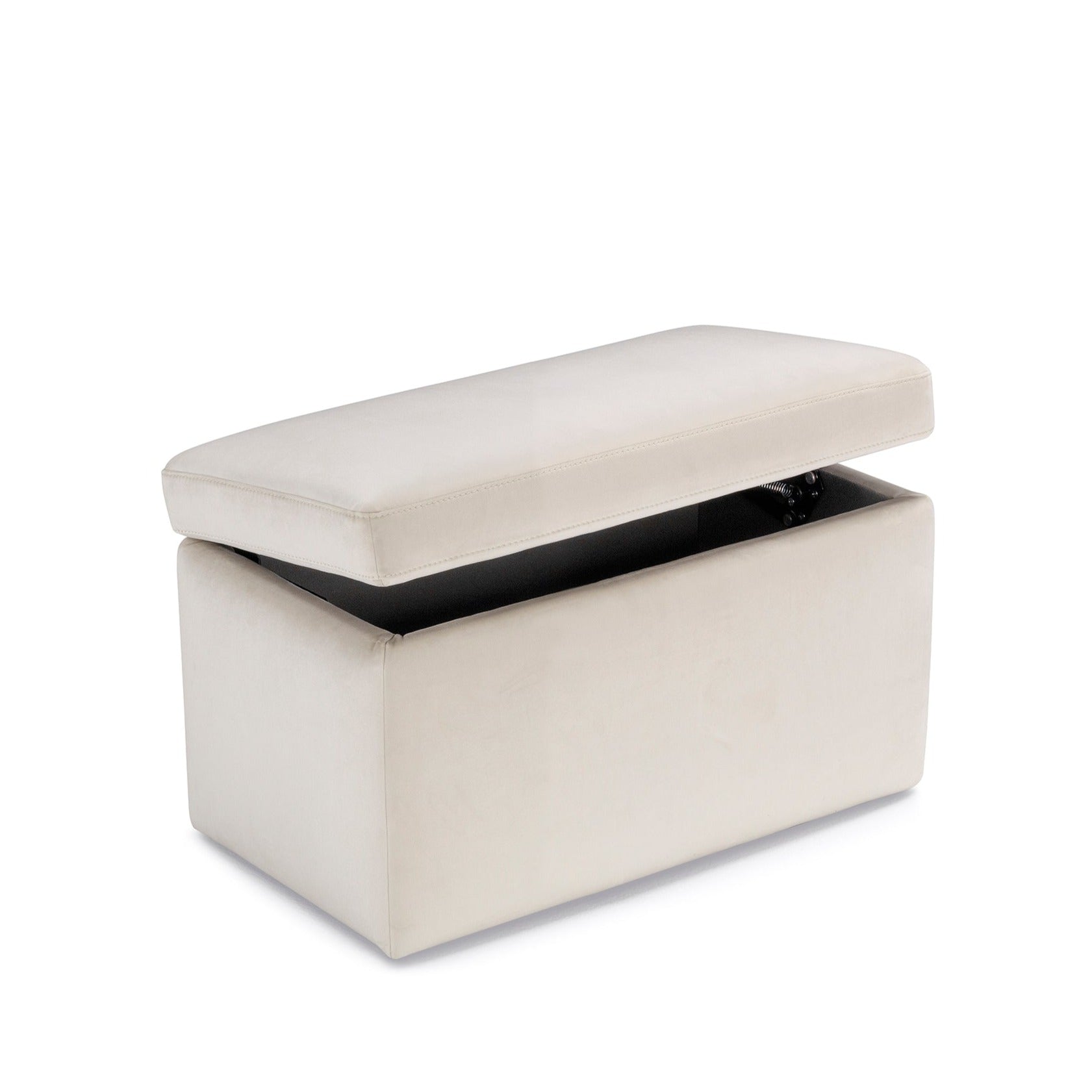 Banc rangement Made in Italy en velours beige - VIANA
