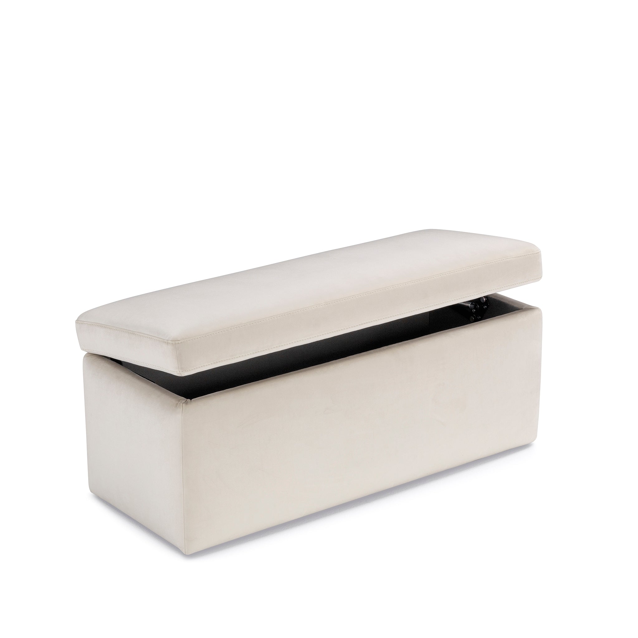 Banc rangement Made in Italy en velours beige - VIANA