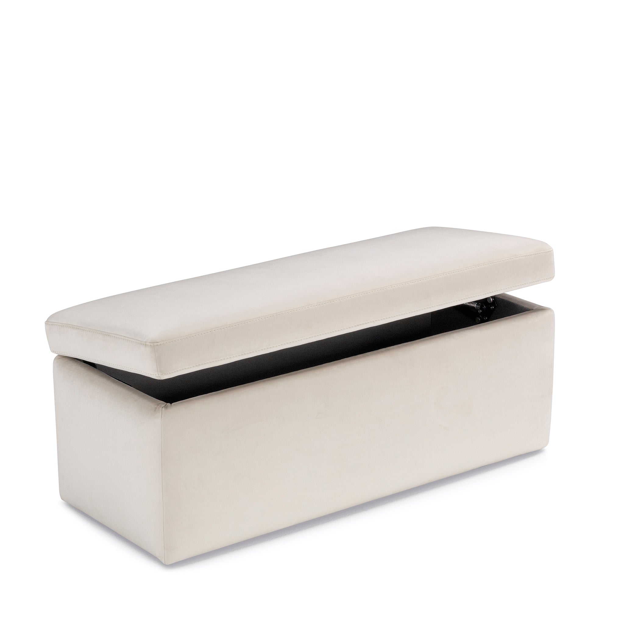Banc rangement Made in Italy en velours beige - VIANA