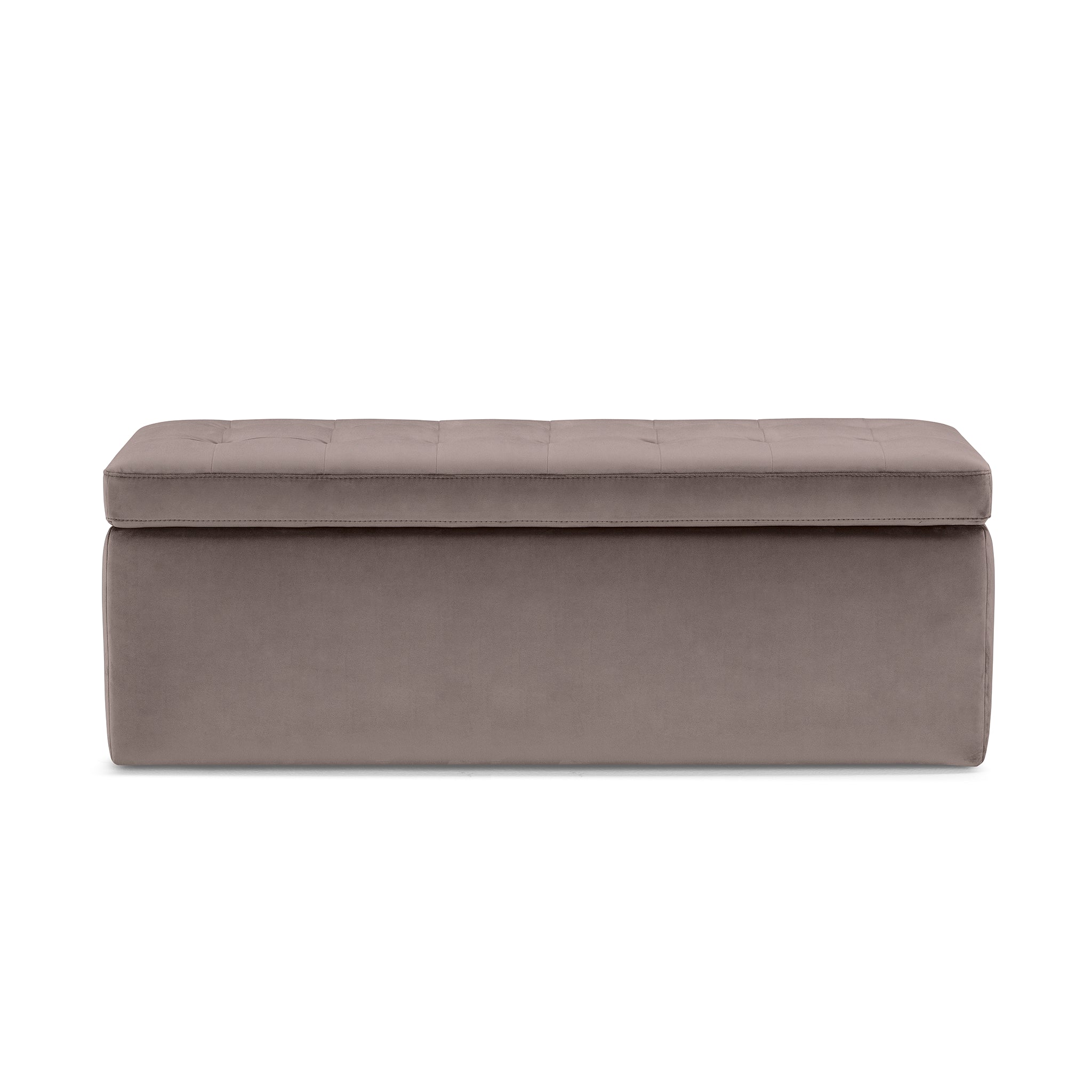 Banc VALSURA rangement Made in Italy matelassé en velours gris tourterelle