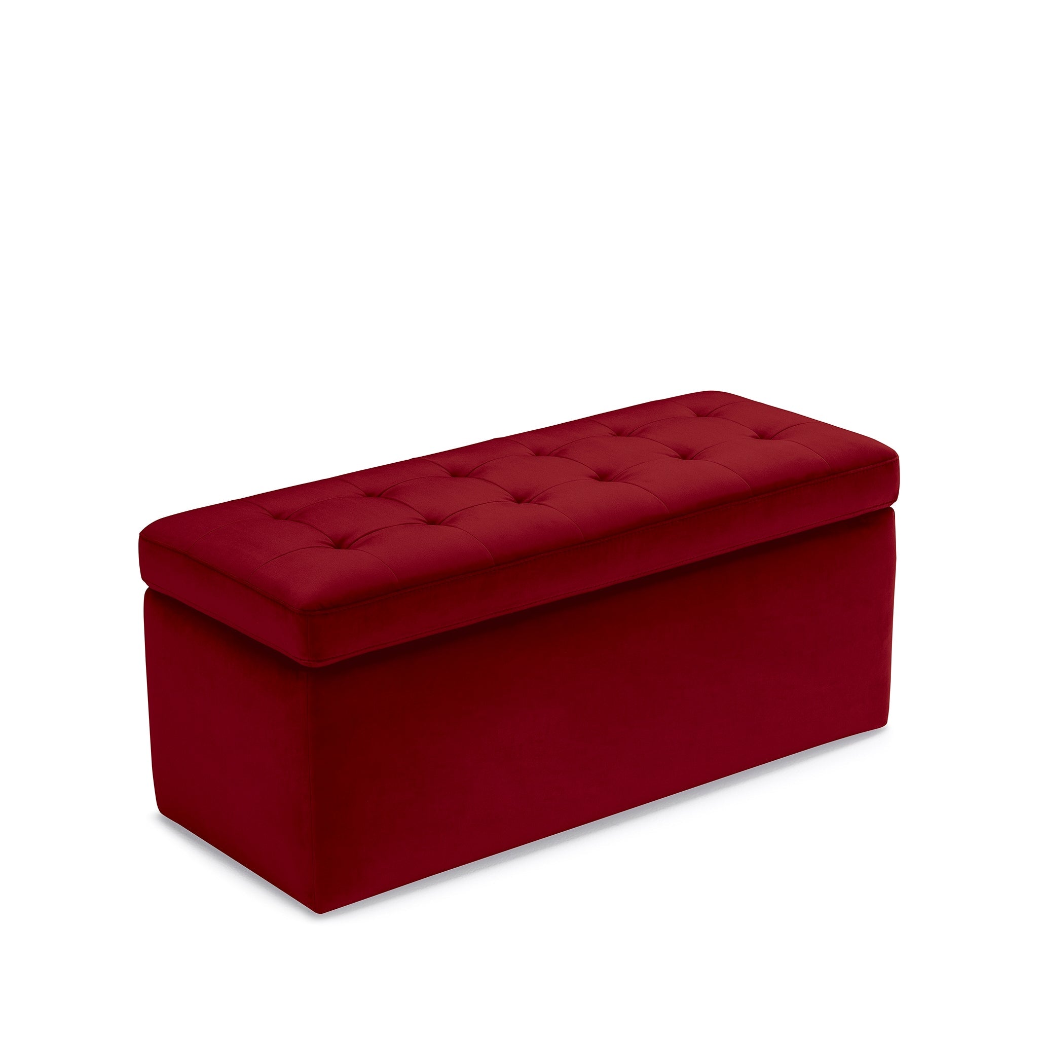 Banc modèle rangement Made in Italy matelassé en velours bordeaux