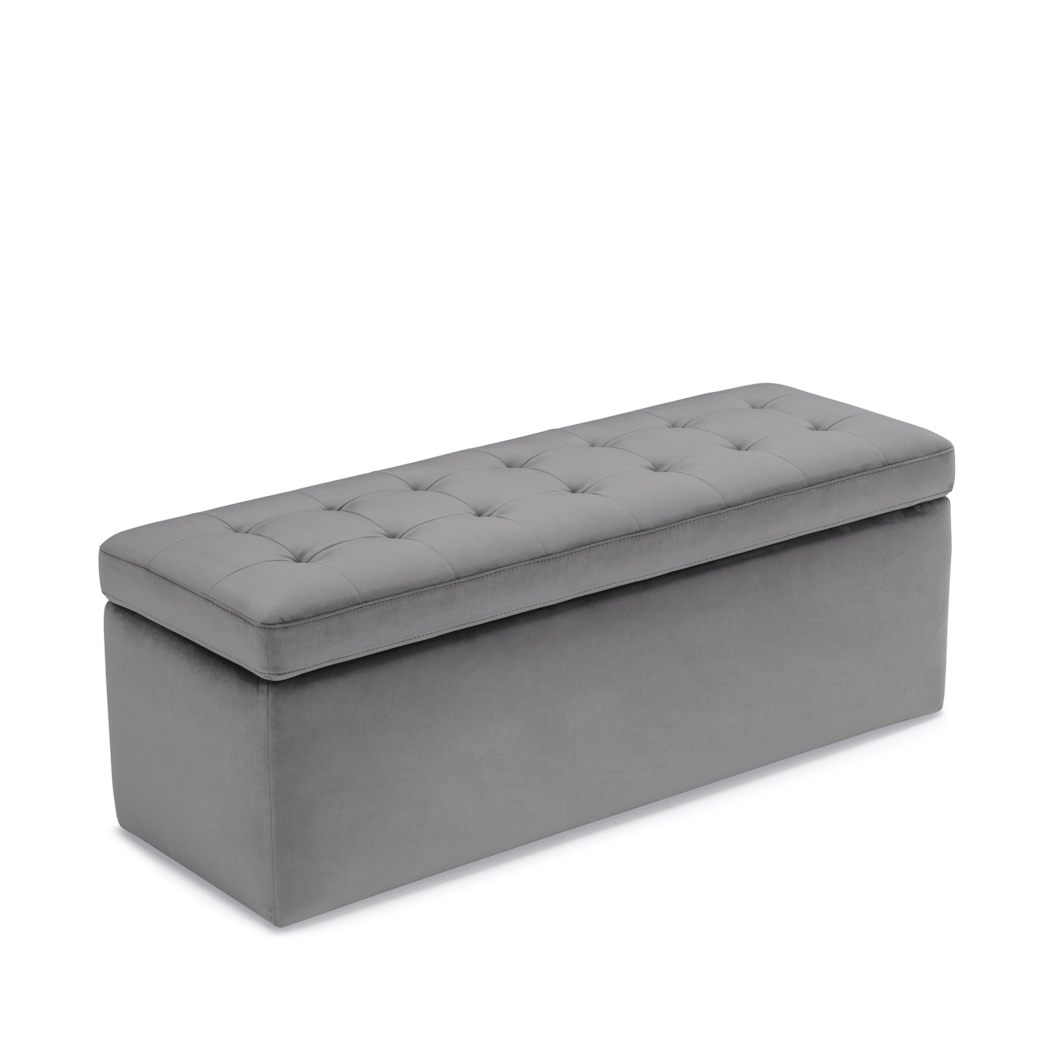 Banc VALSURA rangement Made in Italy matelassé en velours gris