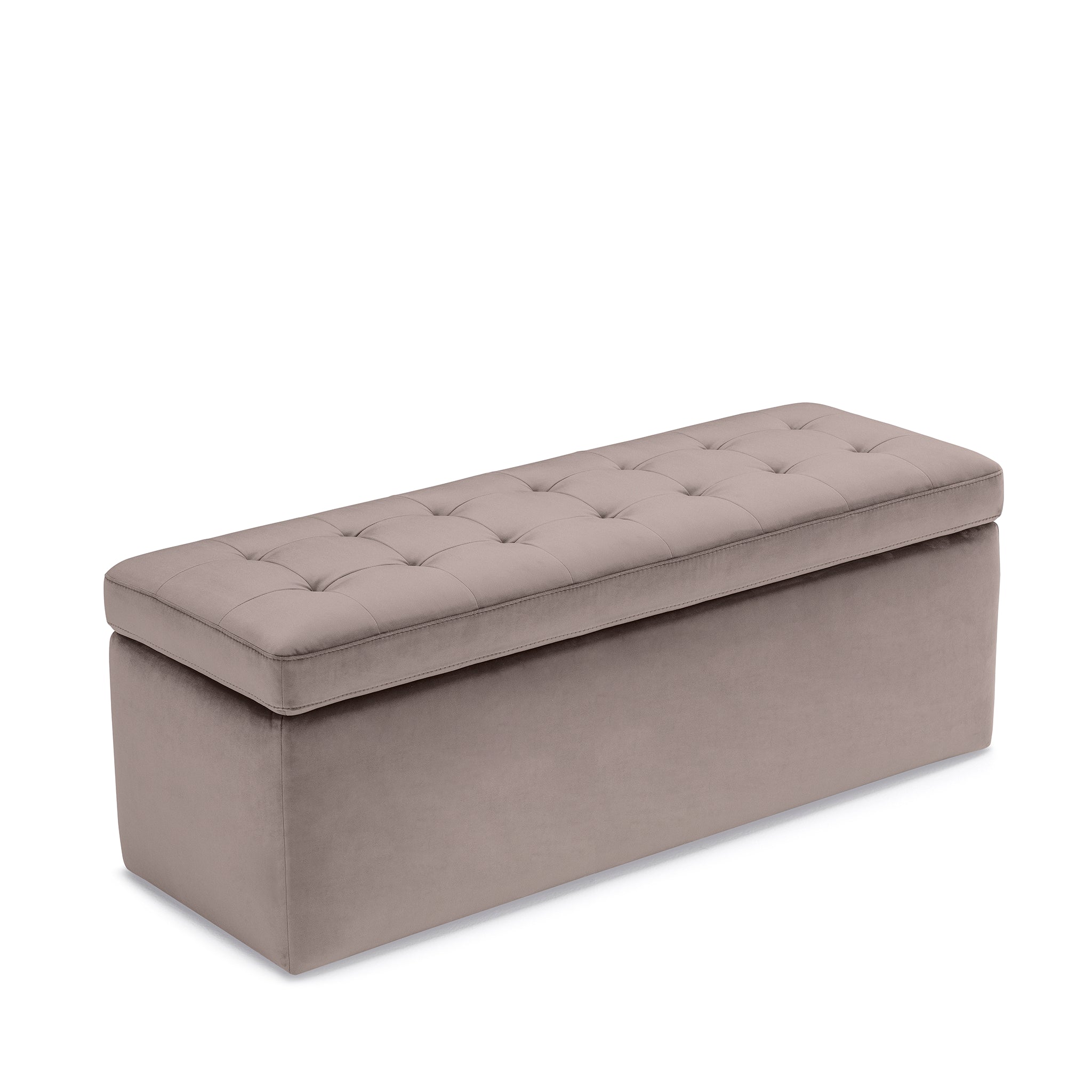 Banc VALSURA rangement Made in Italy matelassé en velours gris tourterelle