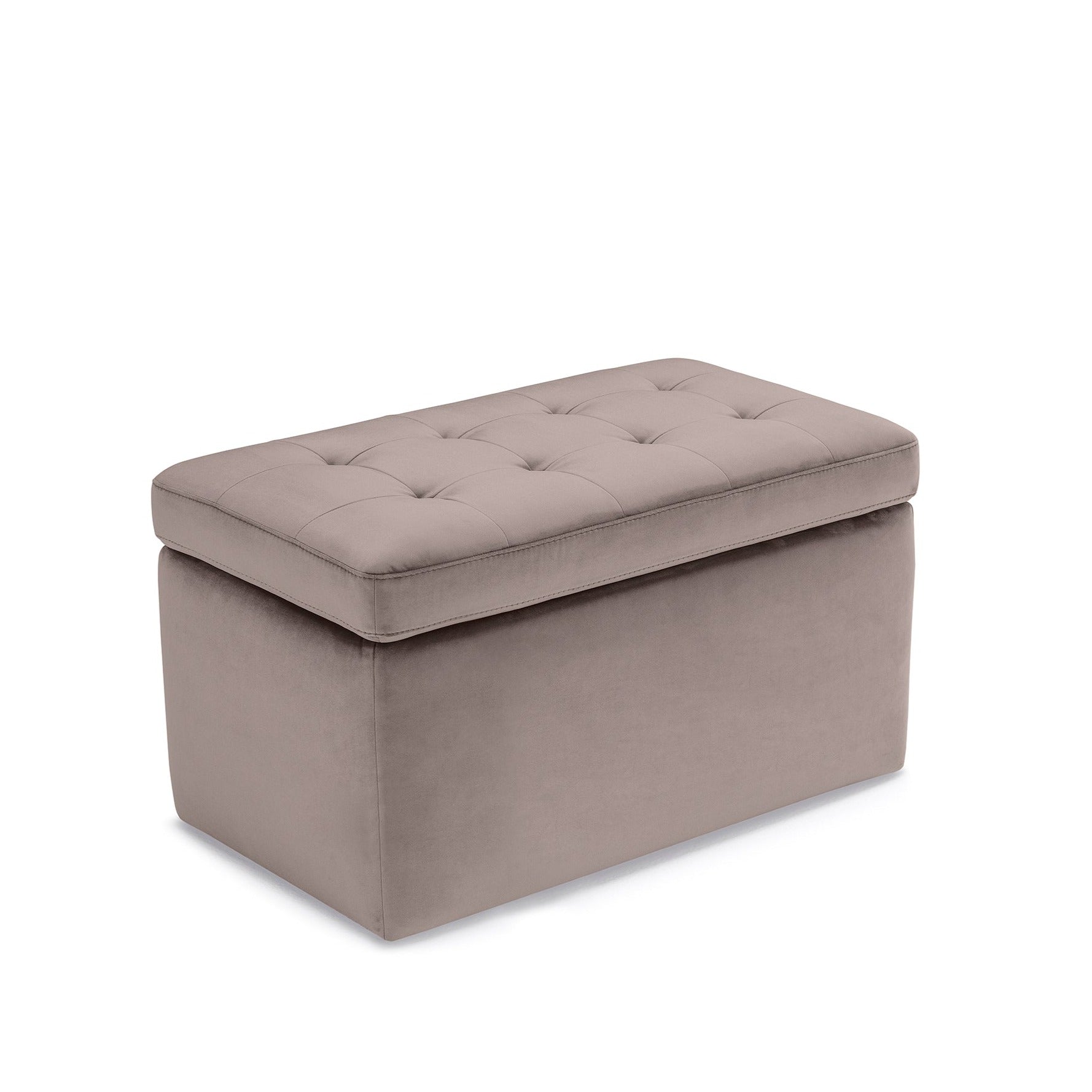 Banc VALSURA rangement Made in Italy matelassé en velours gris tourterelle
