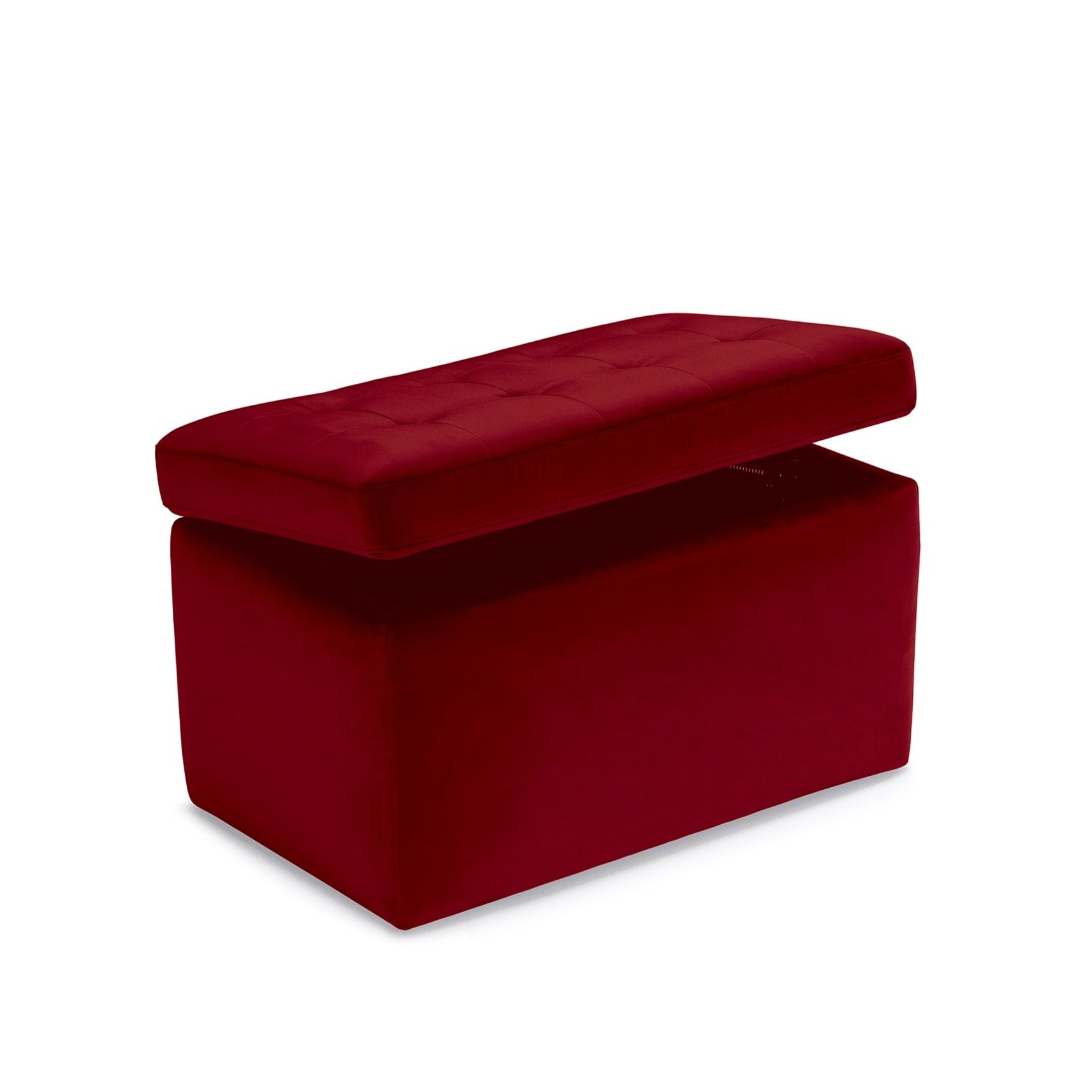 Banc modèle rangement Made in Italy matelassé en velours bordeaux
