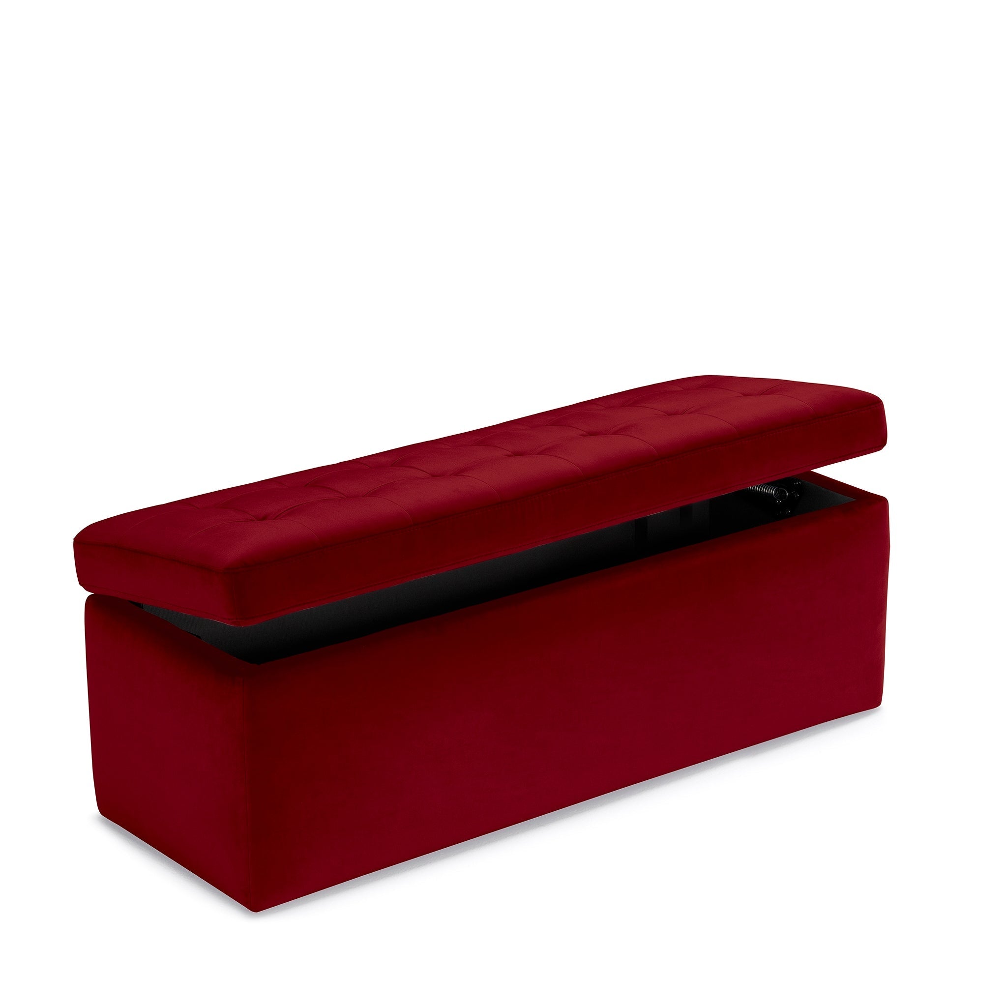 Banc modèle rangement Made in Italy matelassé en velours bordeaux