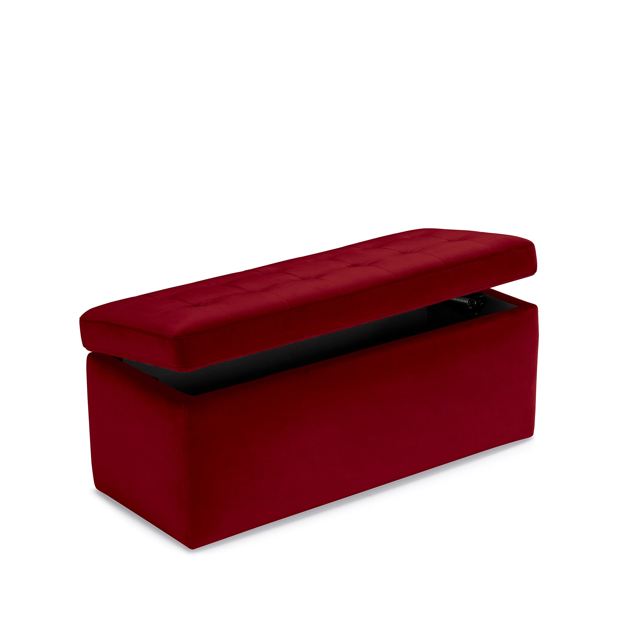 Banc modèle rangement Made in Italy matelassé en velours bordeaux