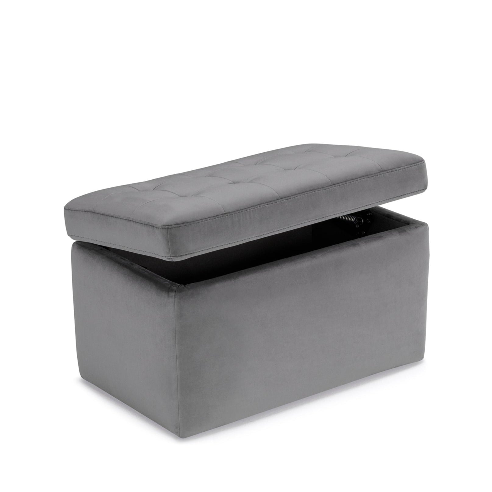 Banc VALSURA rangement Made in Italy matelassé en velours gris