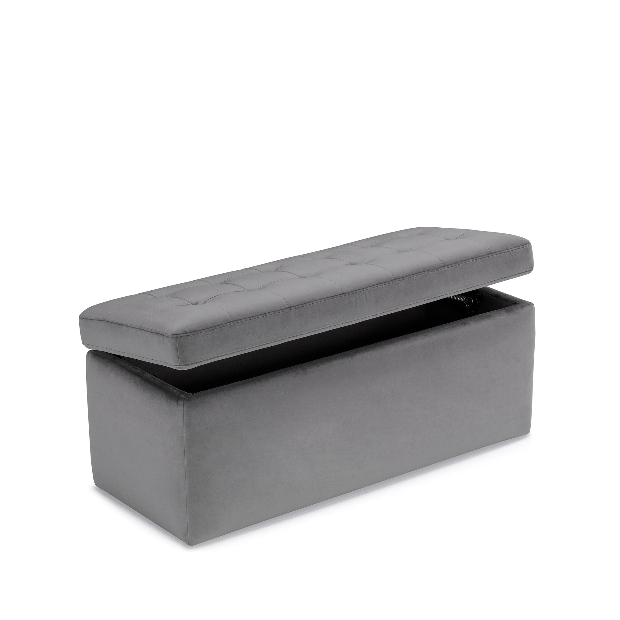 Banc VALSURA rangement Made in Italy matelassé en velours gris