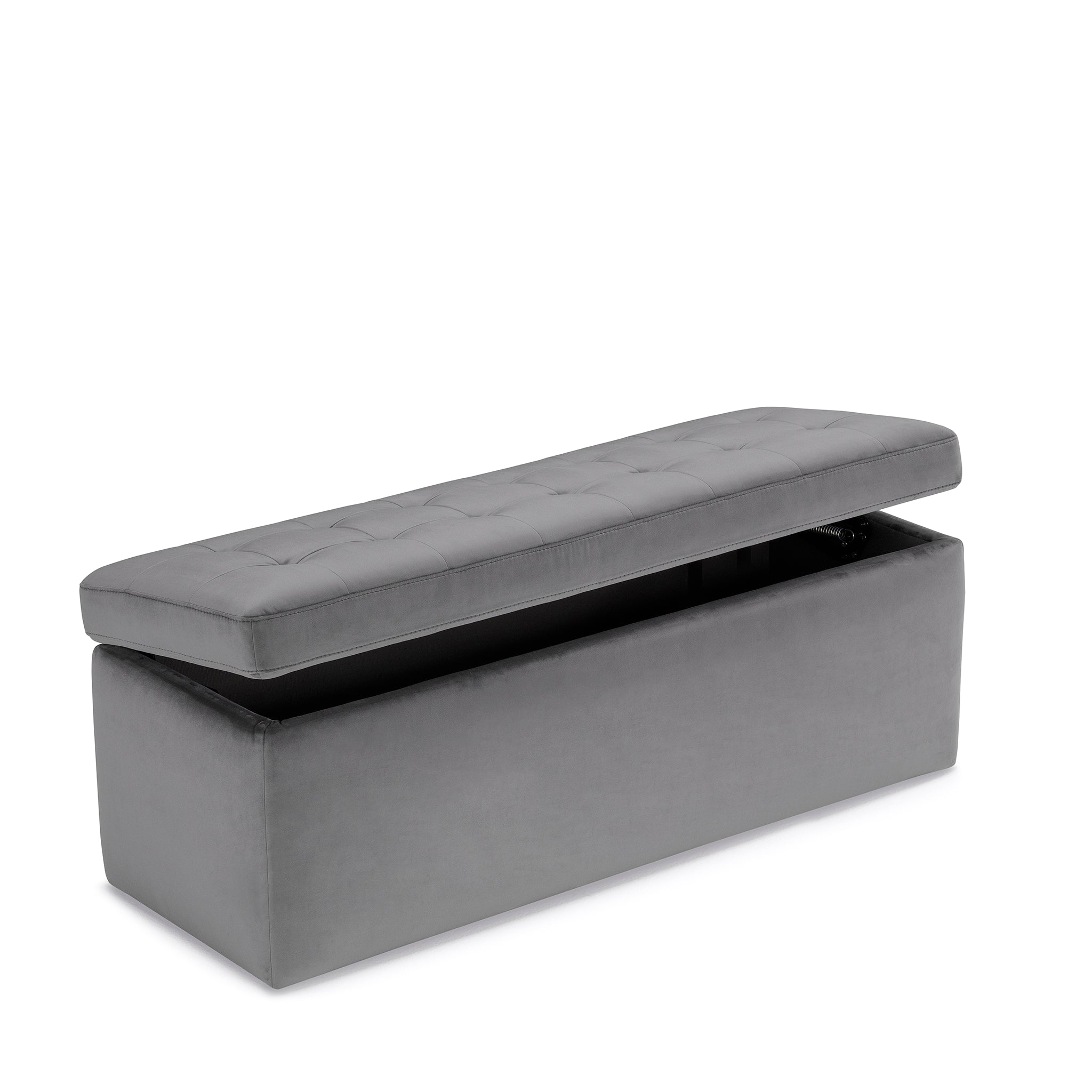 Banc VALSURA rangement Made in Italy matelassé en velours gris