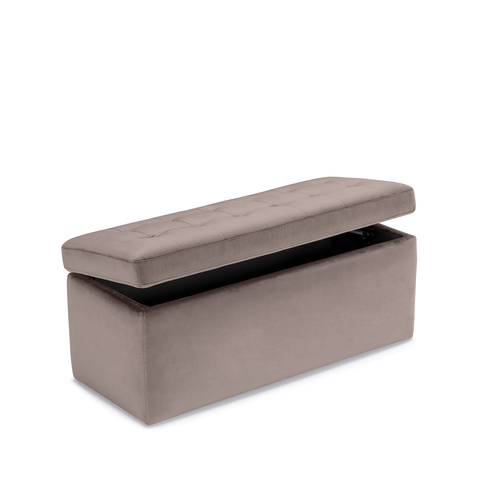 Banc VALSURA rangement Made in Italy matelassé en velours gris tourterelle