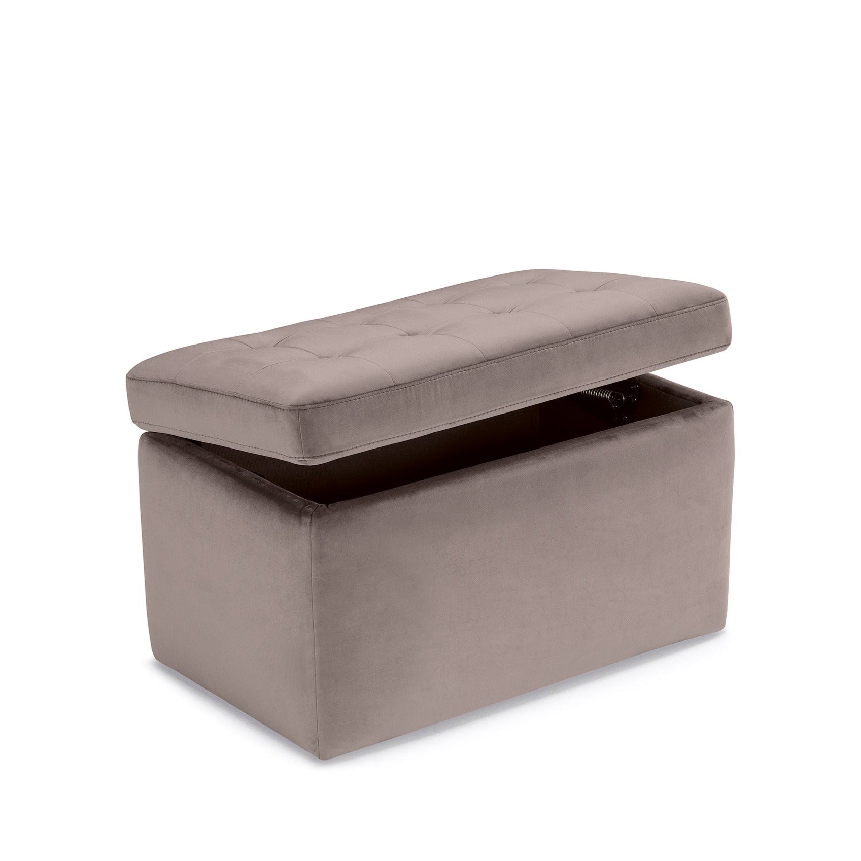 Banc VALSURA rangement Made in Italy matelassé en velours gris tourterelle