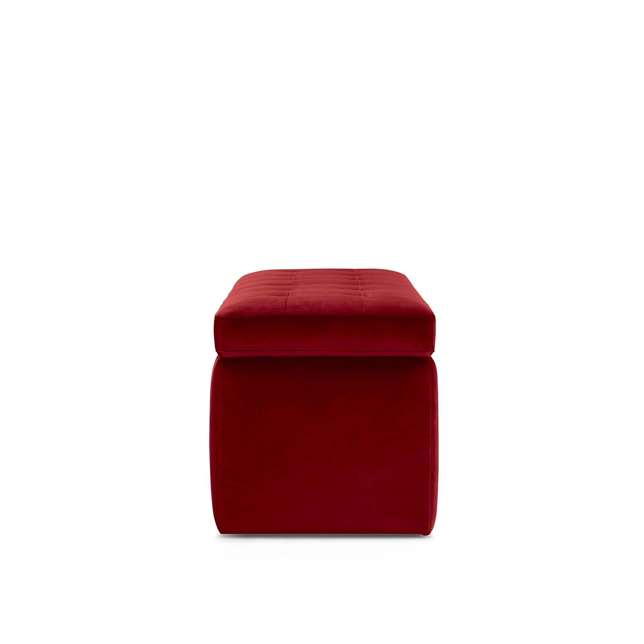 Banc modèle rangement Made in Italy matelassé en velours bordeaux