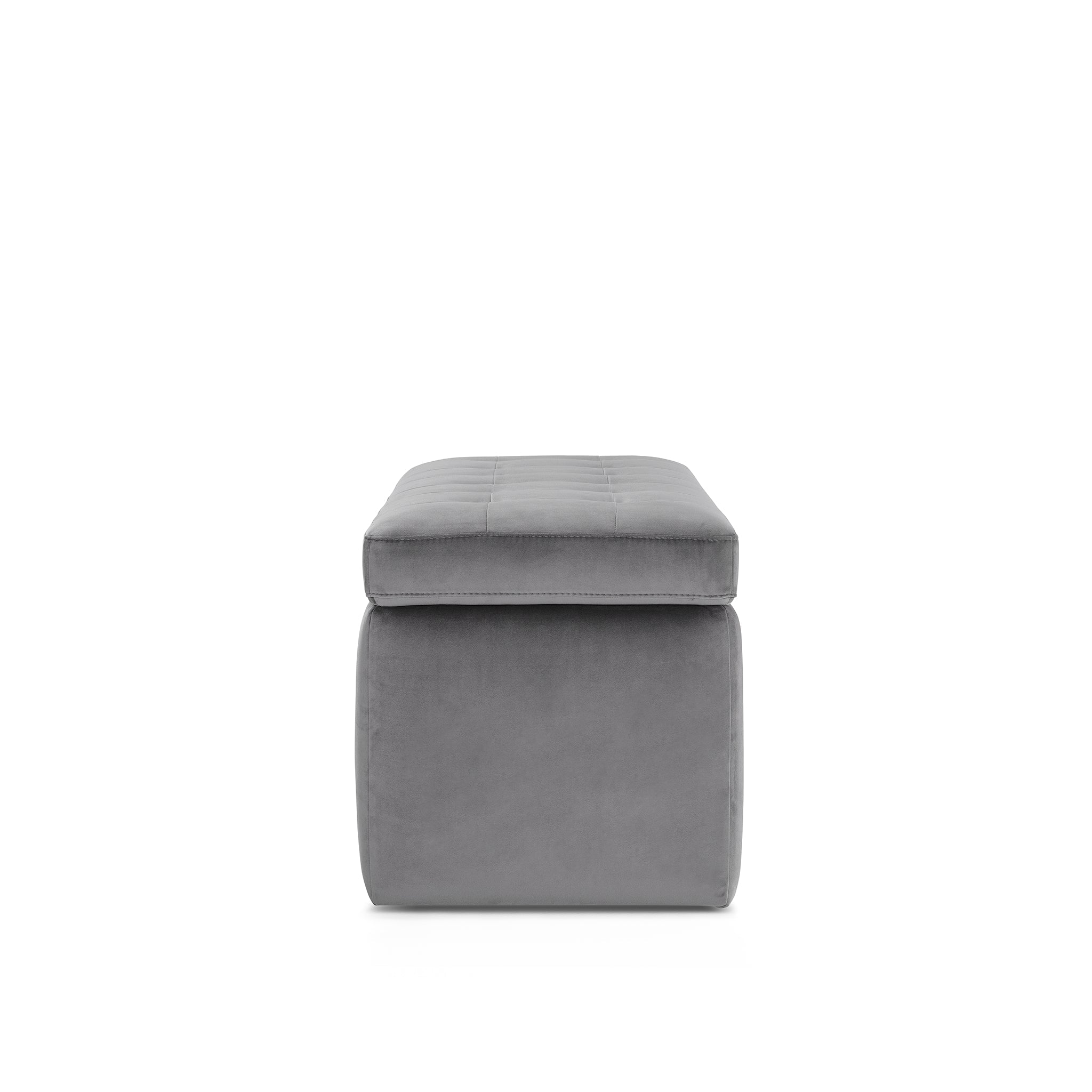 Banc VALSURA rangement Made in Italy matelassé en velours gris