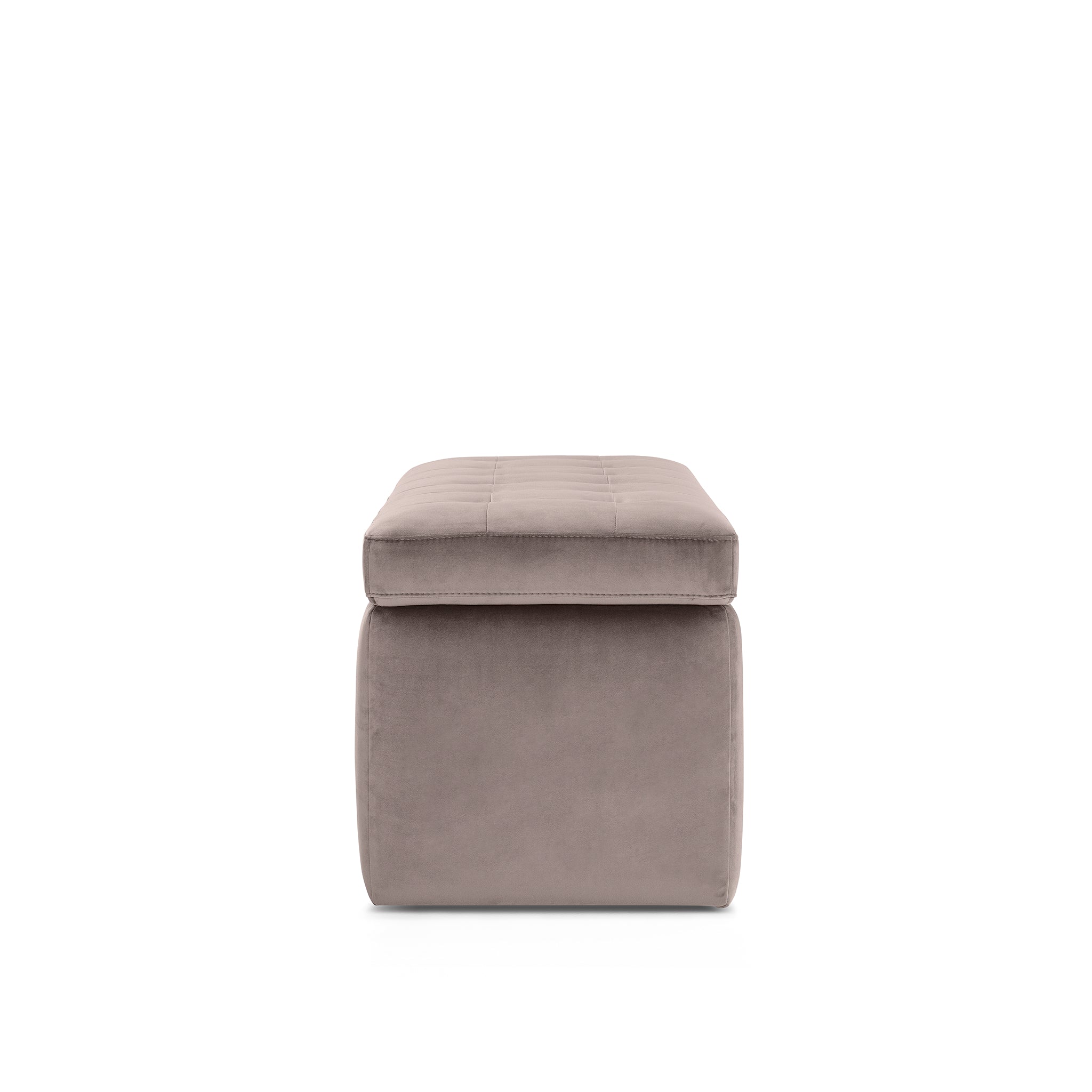 Banc VALSURA rangement Made in Italy matelassé en velours gris tourterelle