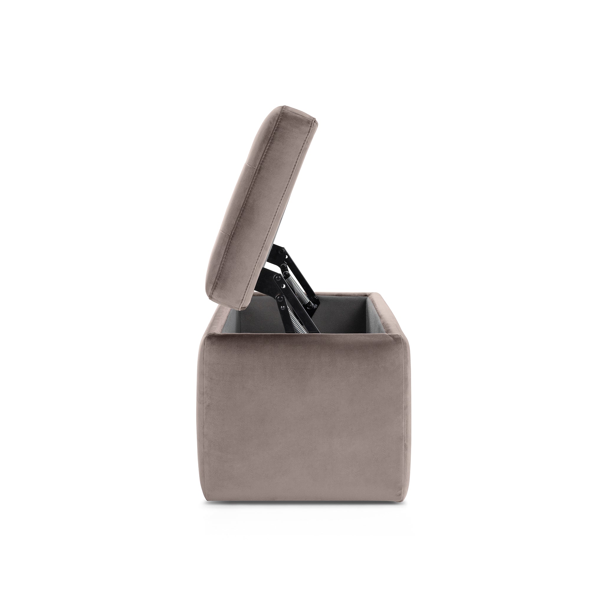 Banc VALSURA rangement Made in Italy matelassé en velours gris tourterelle