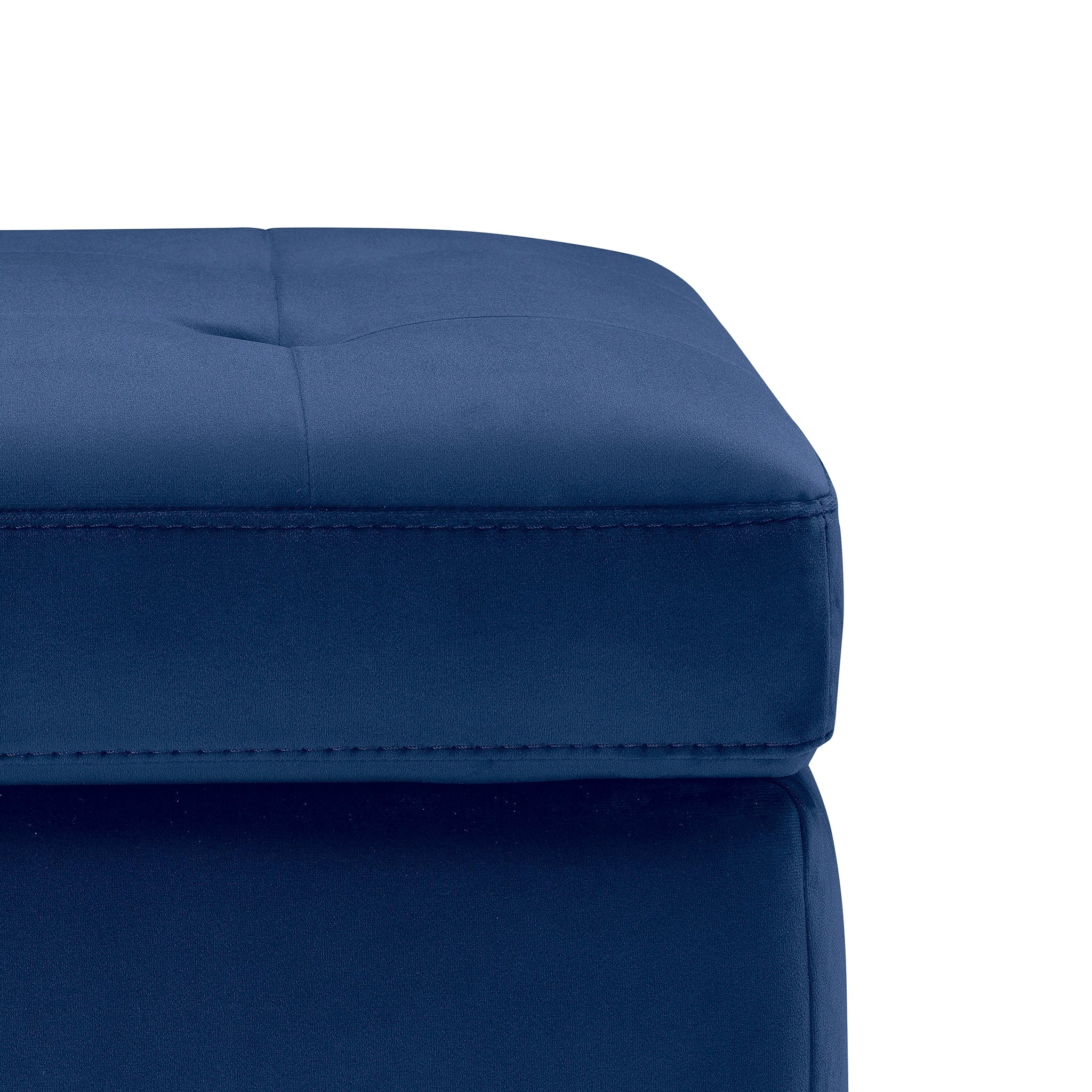 Banc CARAMAGNA 110x45 cm rangement Made in Italy matelassé en velours bleu