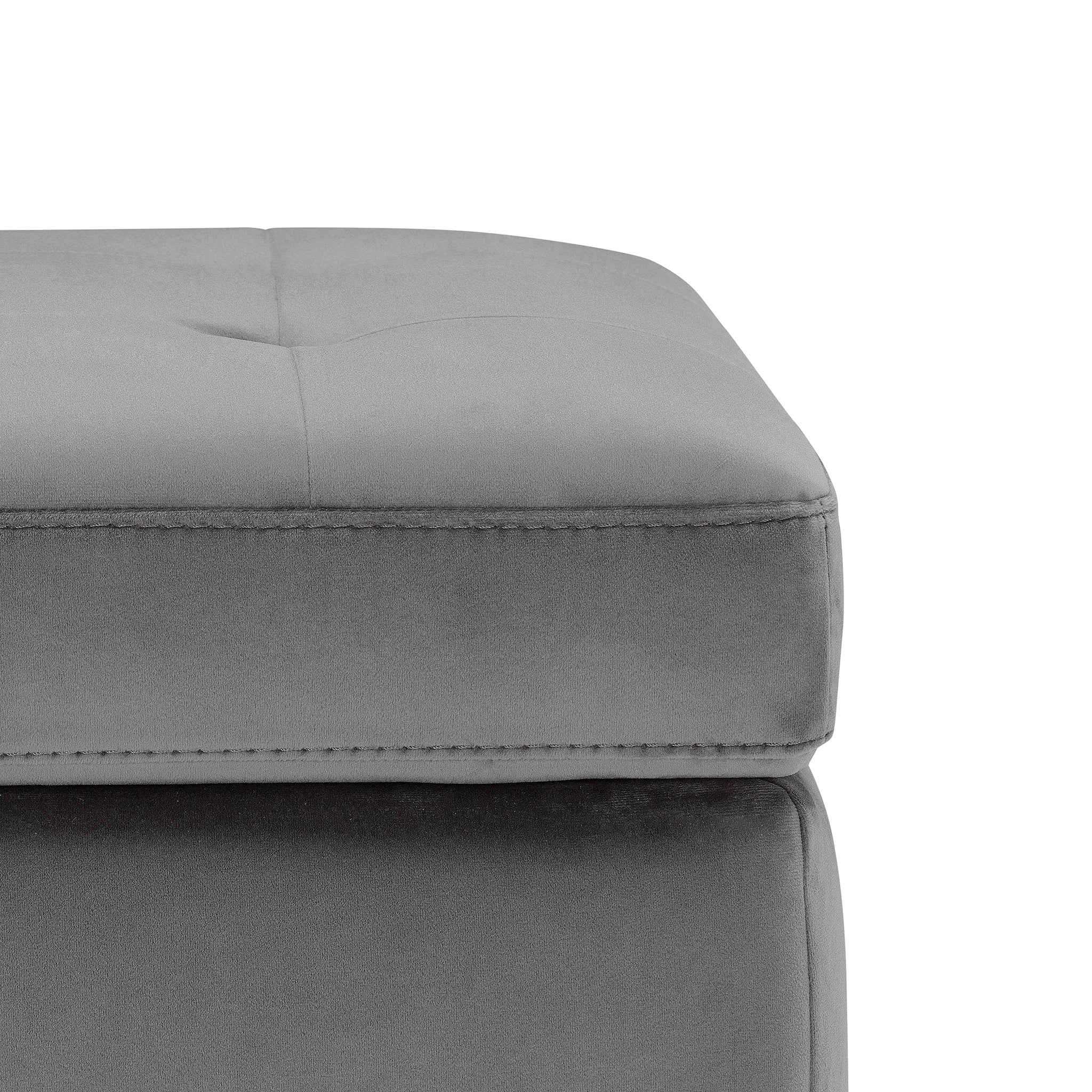 Banc CARAMAGNA 110x45 cm rangement Made in Italy matelassé en velours gris