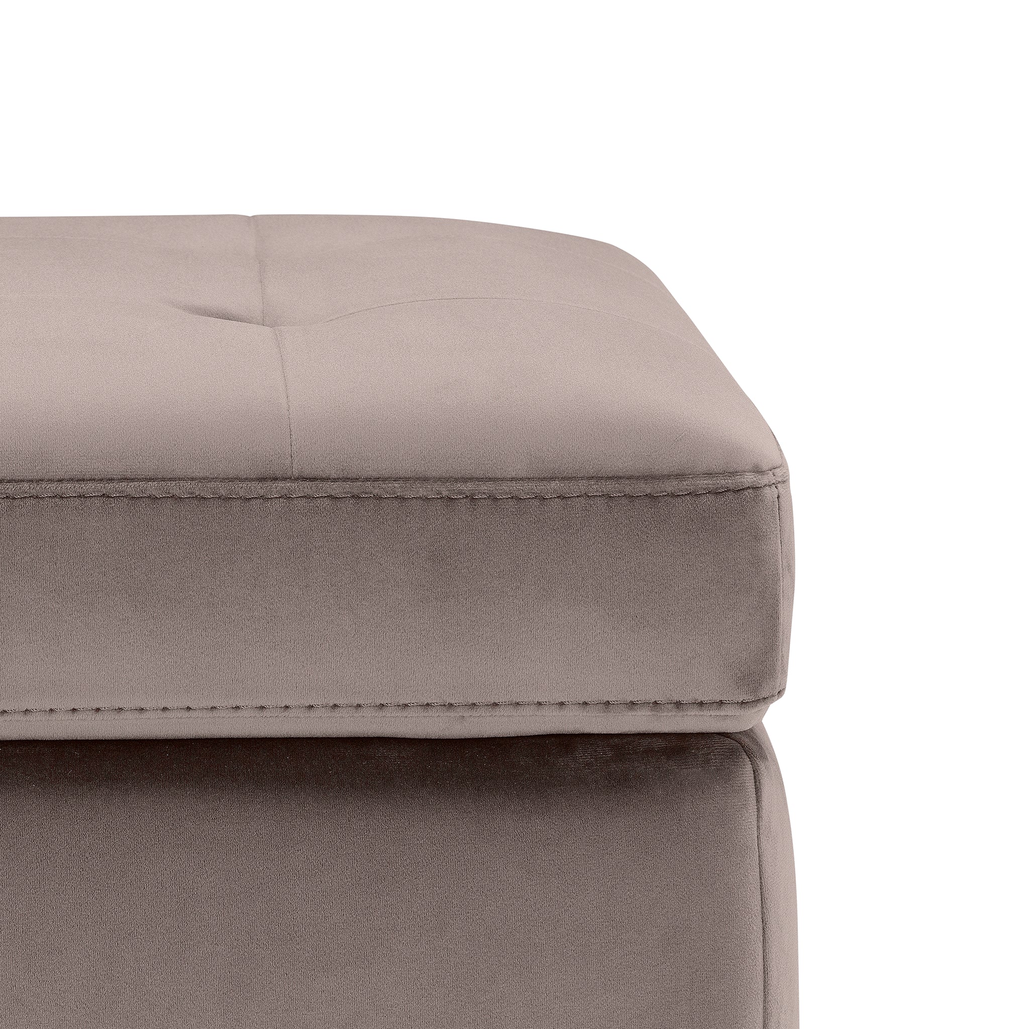 Banc VALSURA rangement Made in Italy matelassé en velours gris tourterelle