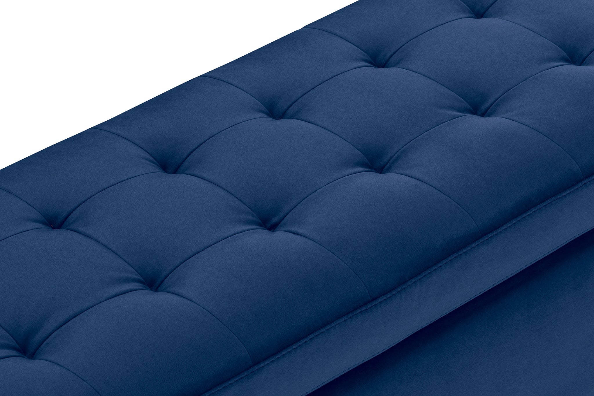 Banc CARAMAGNA 110x45 cm rangement Made in Italy matelassé en velours bleu