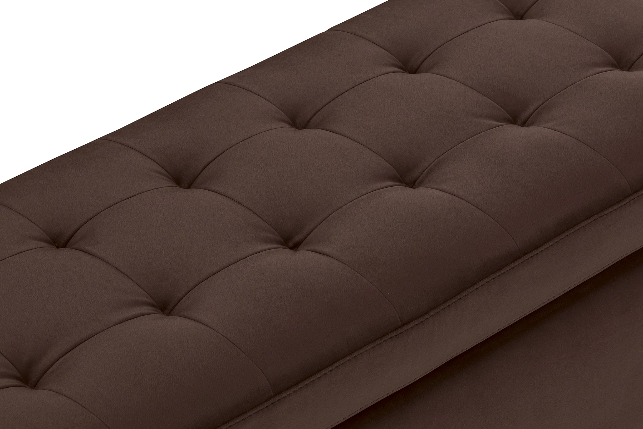 Banc CARAMAGNA 110x45 cm rangement Made in Italy matelassé en velours marron