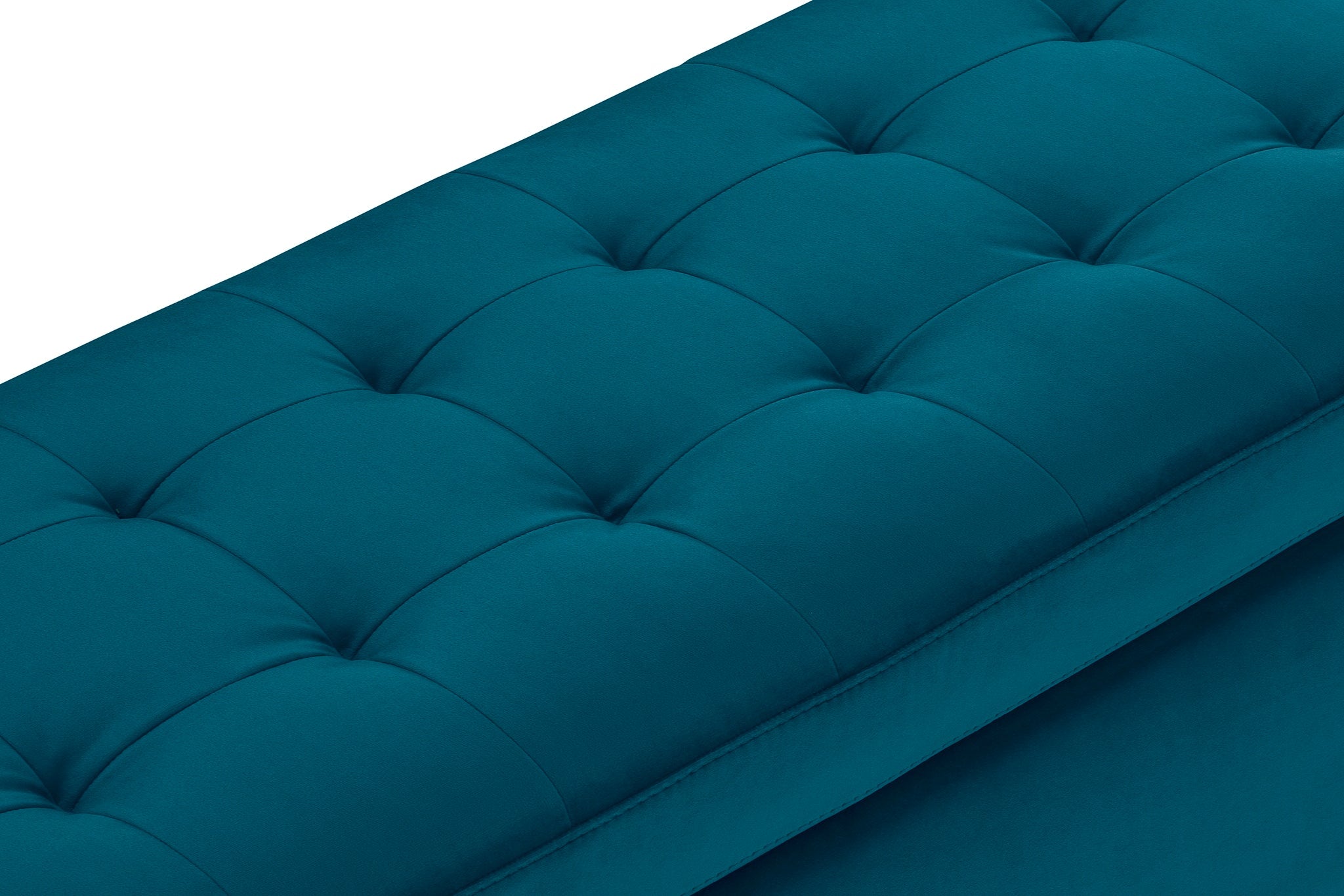 Banc CARAMAGNA 110x45 cm rangement Made in Italy matelassé en velours pétrole