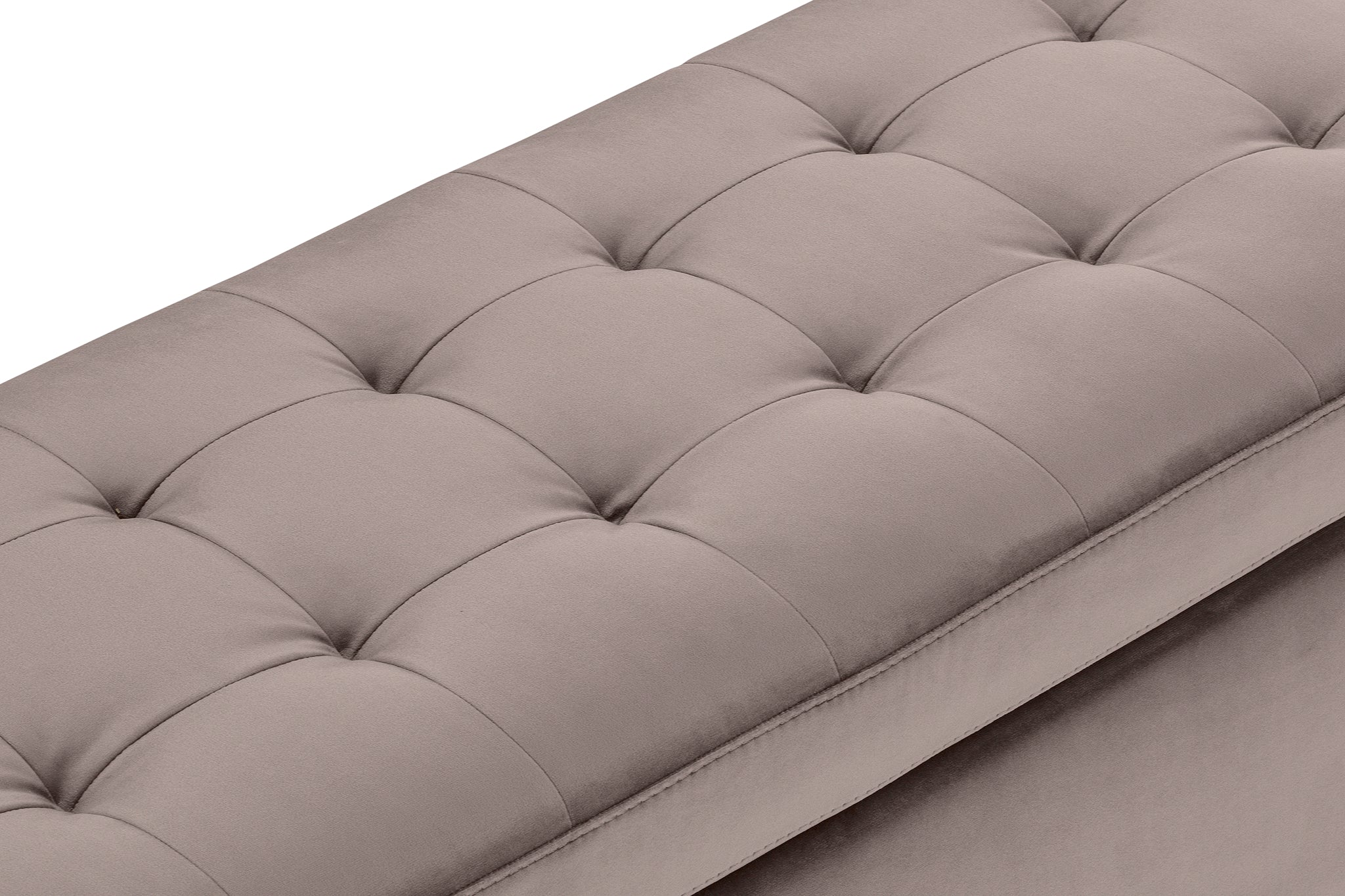 Banc CARAMAGNA 110x45 cm rangement Made in Italy matelassé en velours gris tourterelle